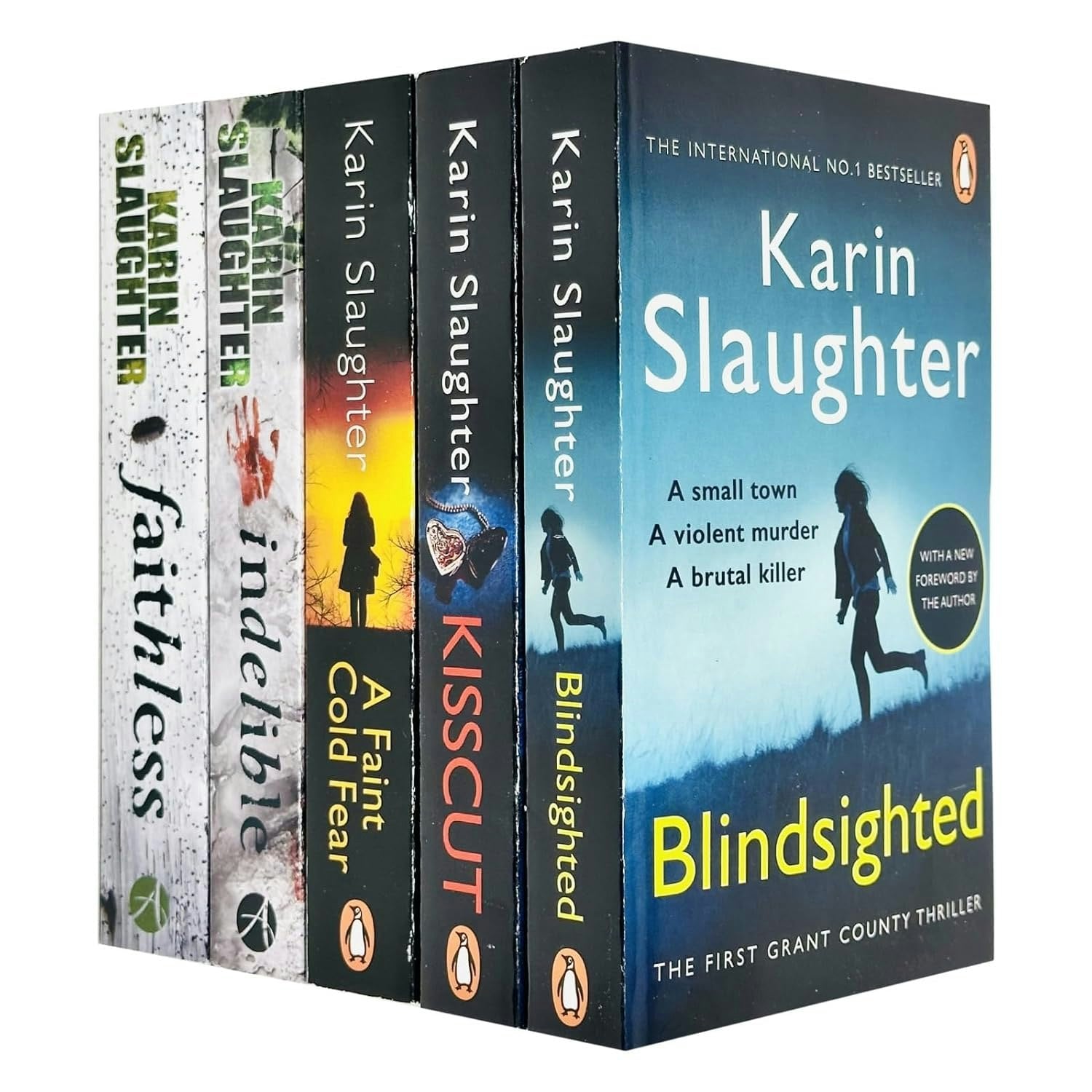 Arrow Grant County Series 5 Books Collection Set By Karin Slaughter (Blindsighted, Kisscut, A Faint Cold Fear, Indelible & Faithless)