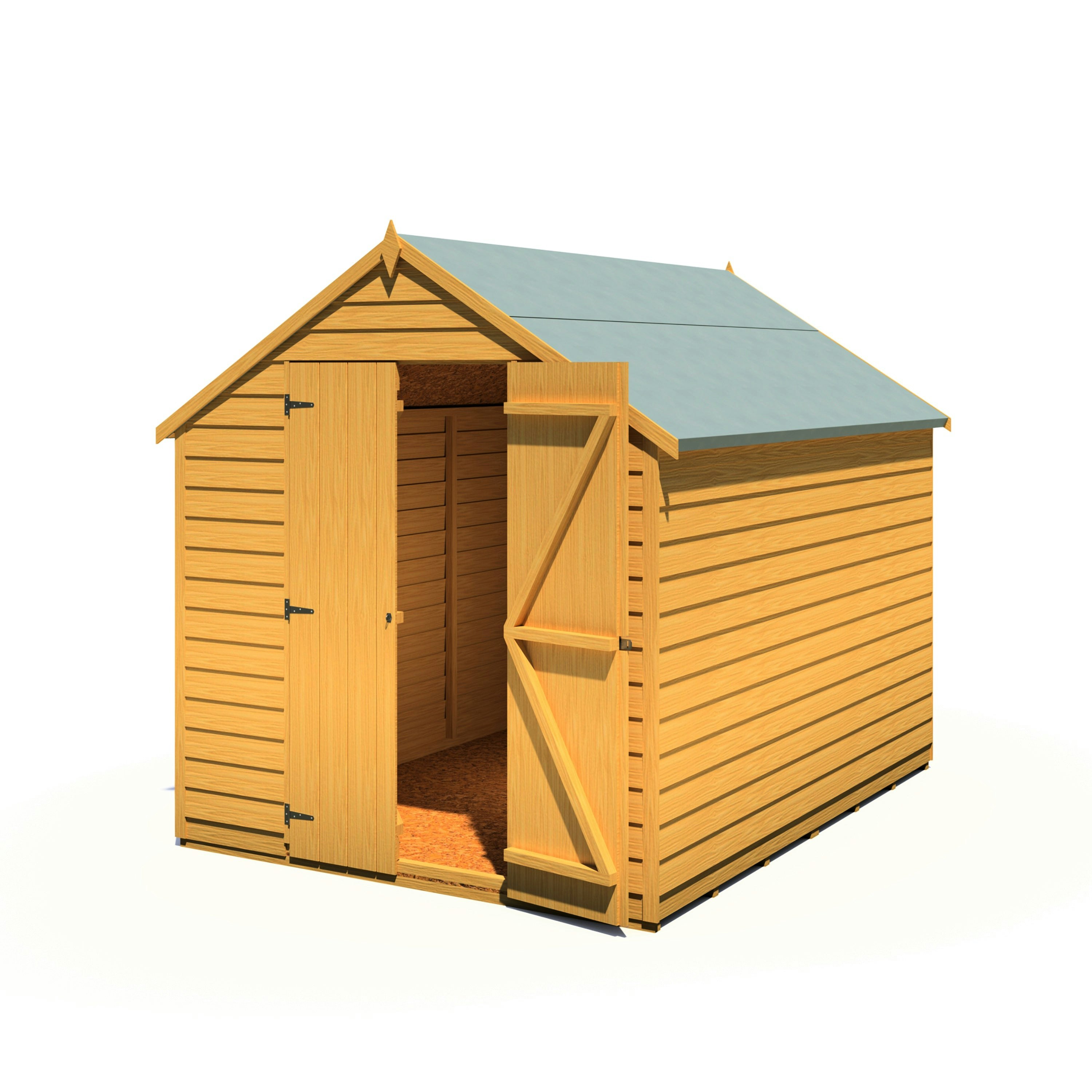 Rackhams Green Overlap 8X6 Double Door Economy Storage Shed