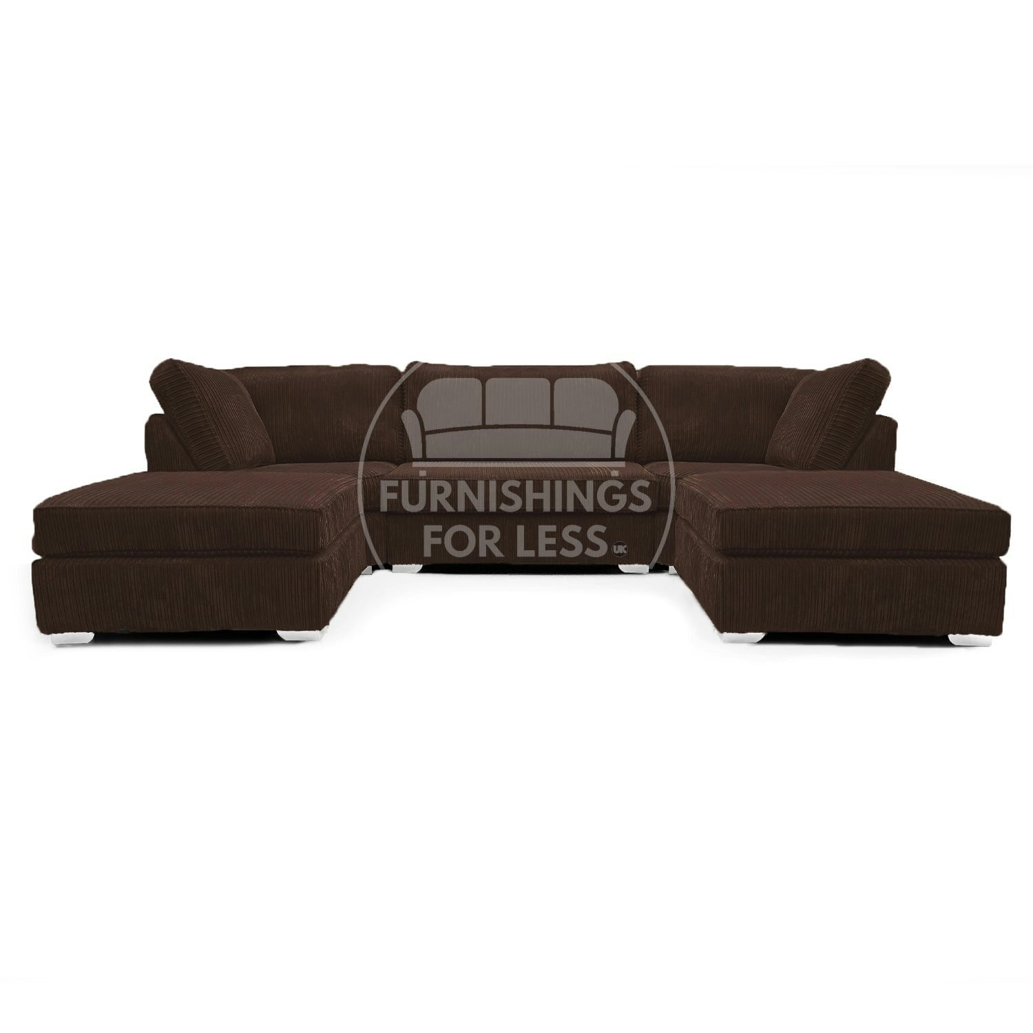 Furnishings For Less Bishop U-Shaped Fullback Jumbo Cord Sofa - Chocolate