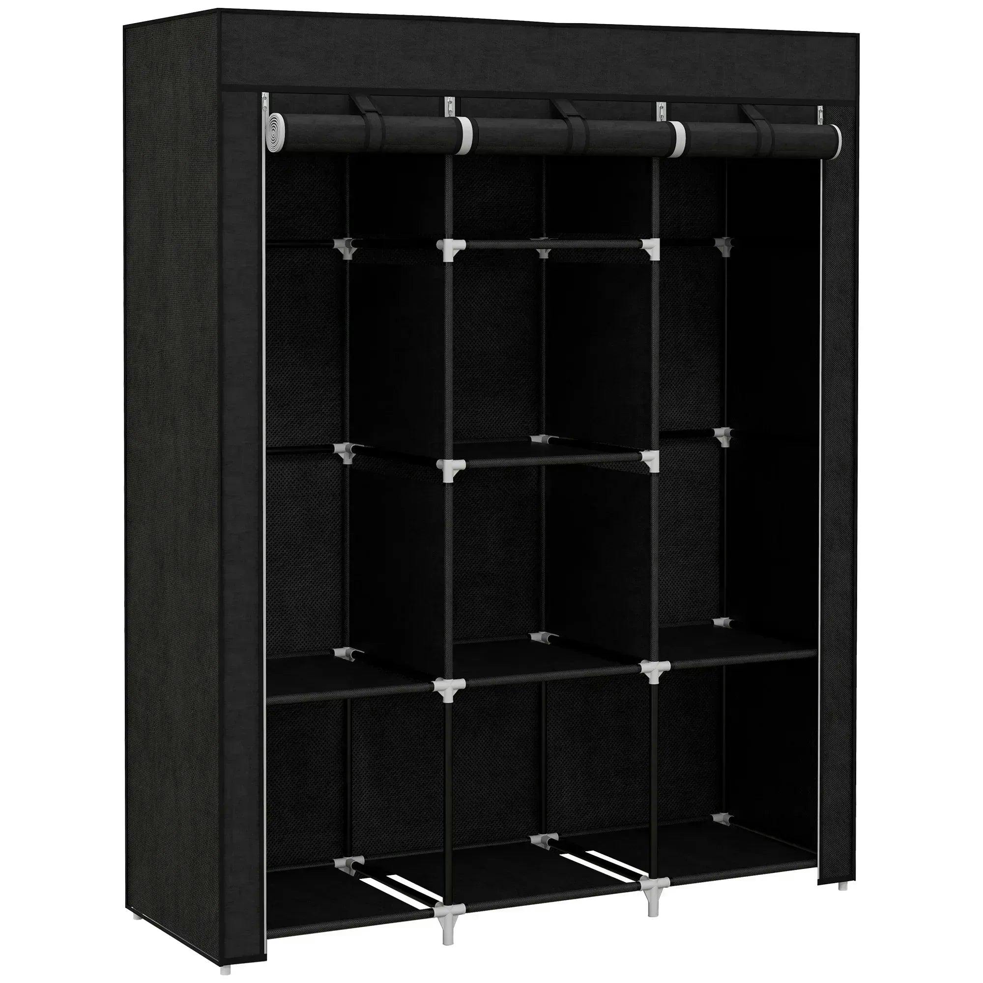 HOMCOM Black Fabric Wardrobe 8 Shelf - Image 5