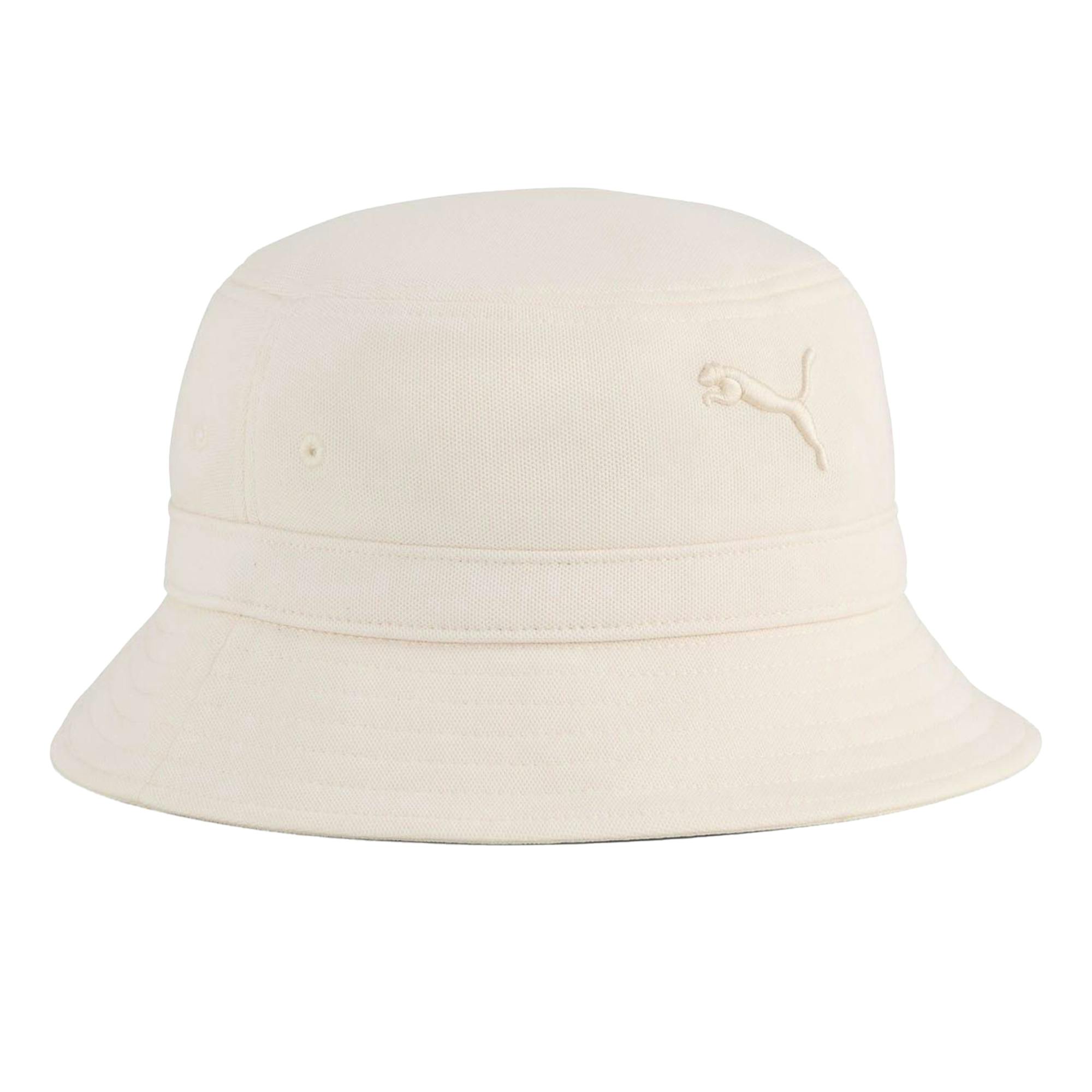 Puma Unisex White Adult Premium Essential Logo Bucket Hat - L - 100% Polyester