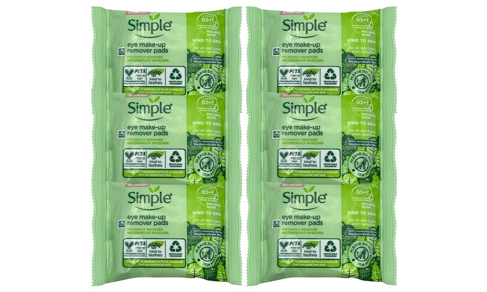 Simple Unisex White Eye Makeup Remover Pads 6X30pk Sensitive Eyes In - Image 5