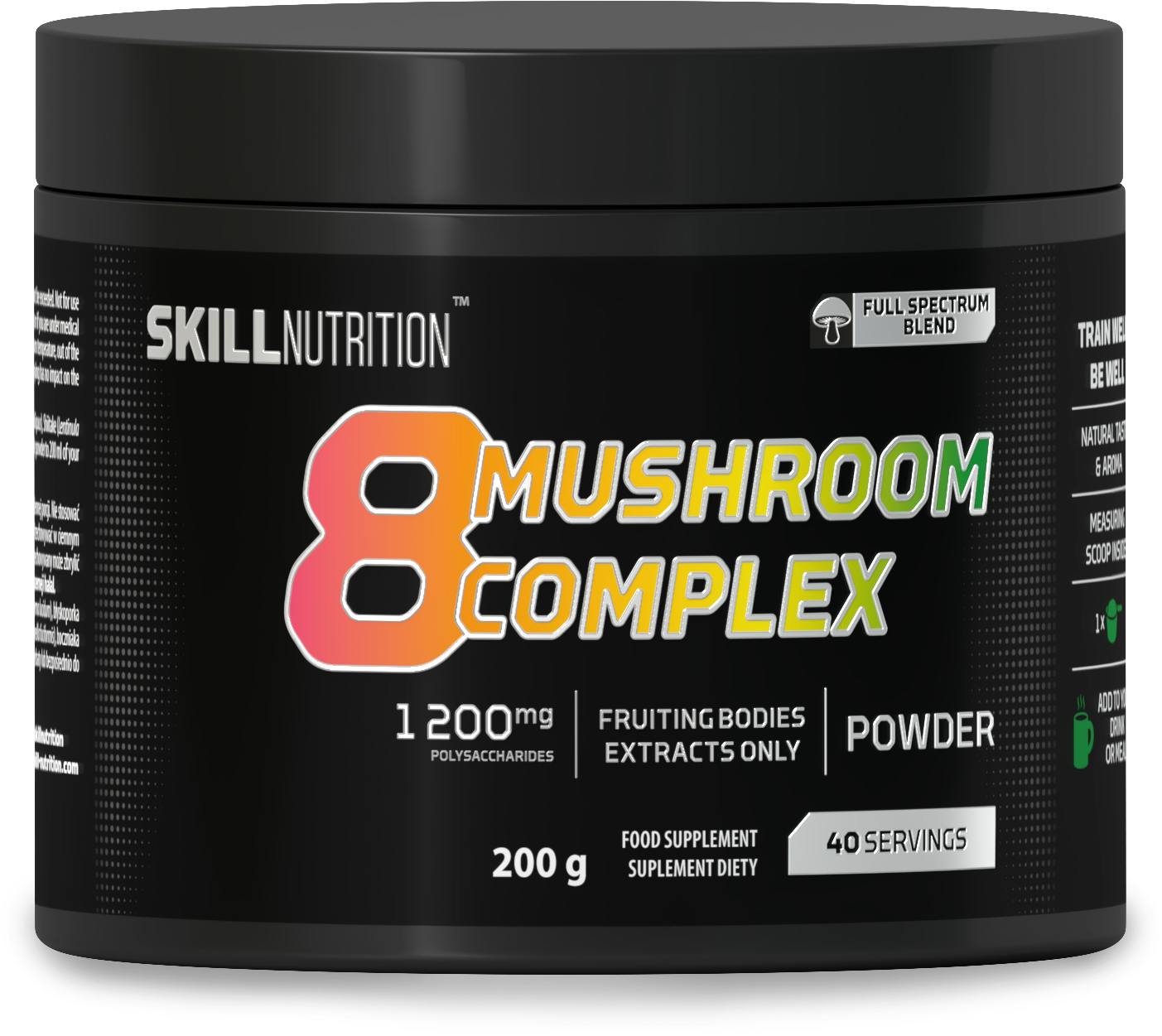 Skill Nutrition 8 Mushroom Complex | Lion’s Mane, Reishi, Chaga, Cordyceps, Maitake, Shiitake, King Trumpet, Tremella Extracts | Standardized Mushroom Extracts | Natural Support for Wellbeing | 200 g - Image 4