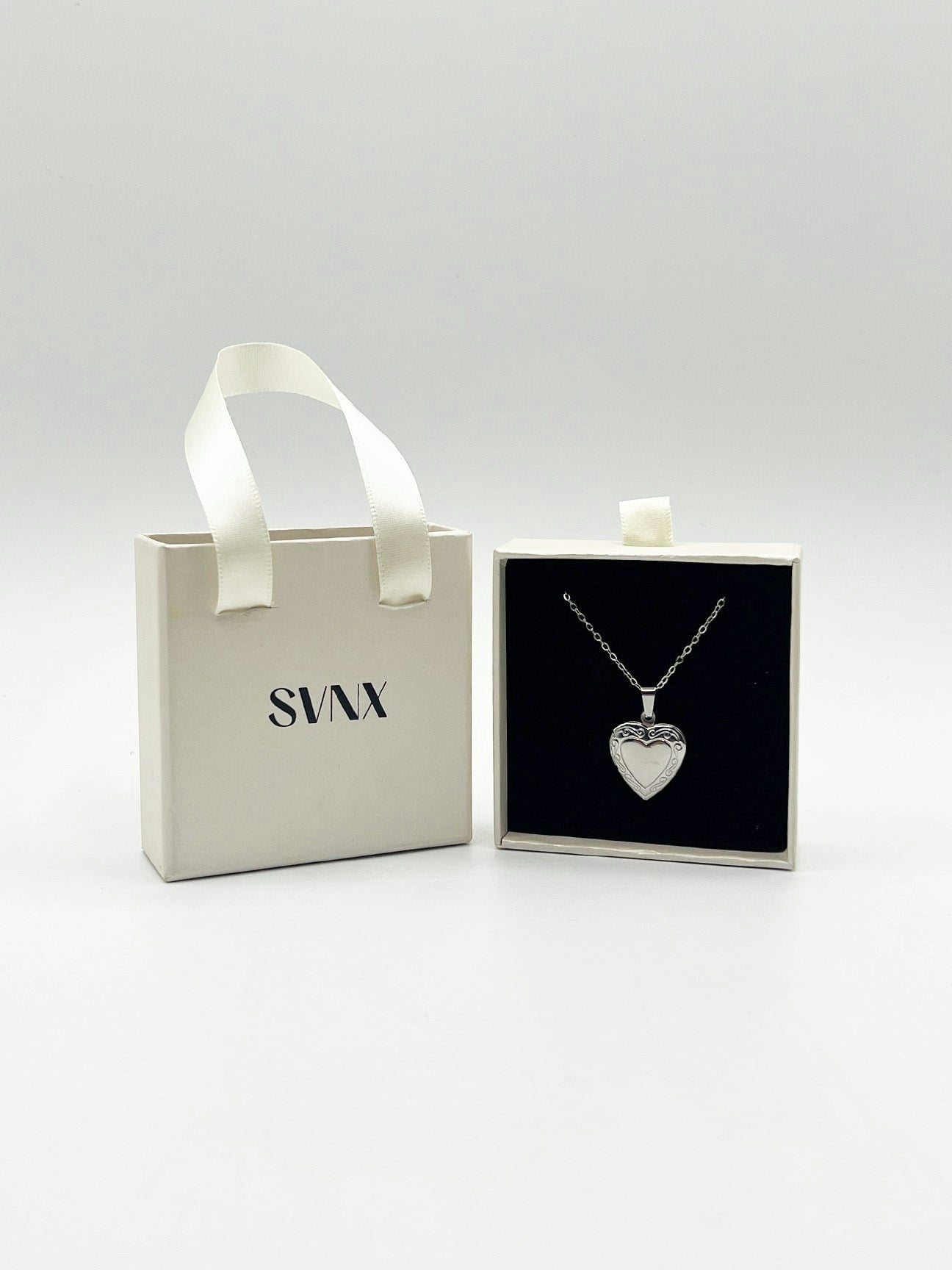 Svnx Silver Large Heart Pendant Locket Necklace In Colour - Gift Boxed