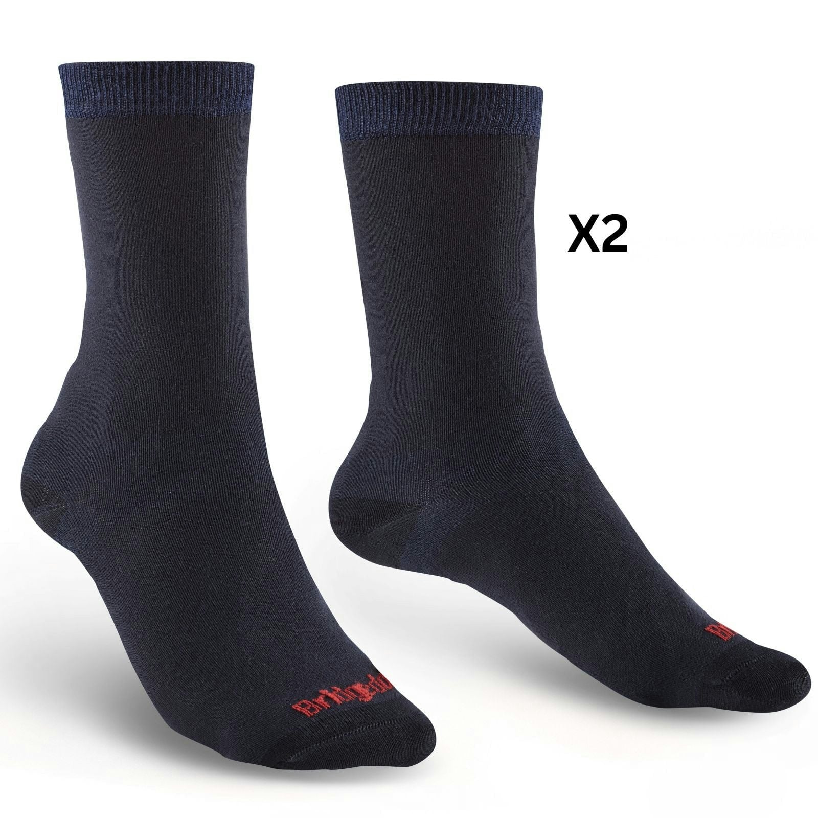Bridgedale Women's Blue Ultra-Lightweight Coolmax Performance Liner Socks Twin Pack {Br-710605} - Navy - Large