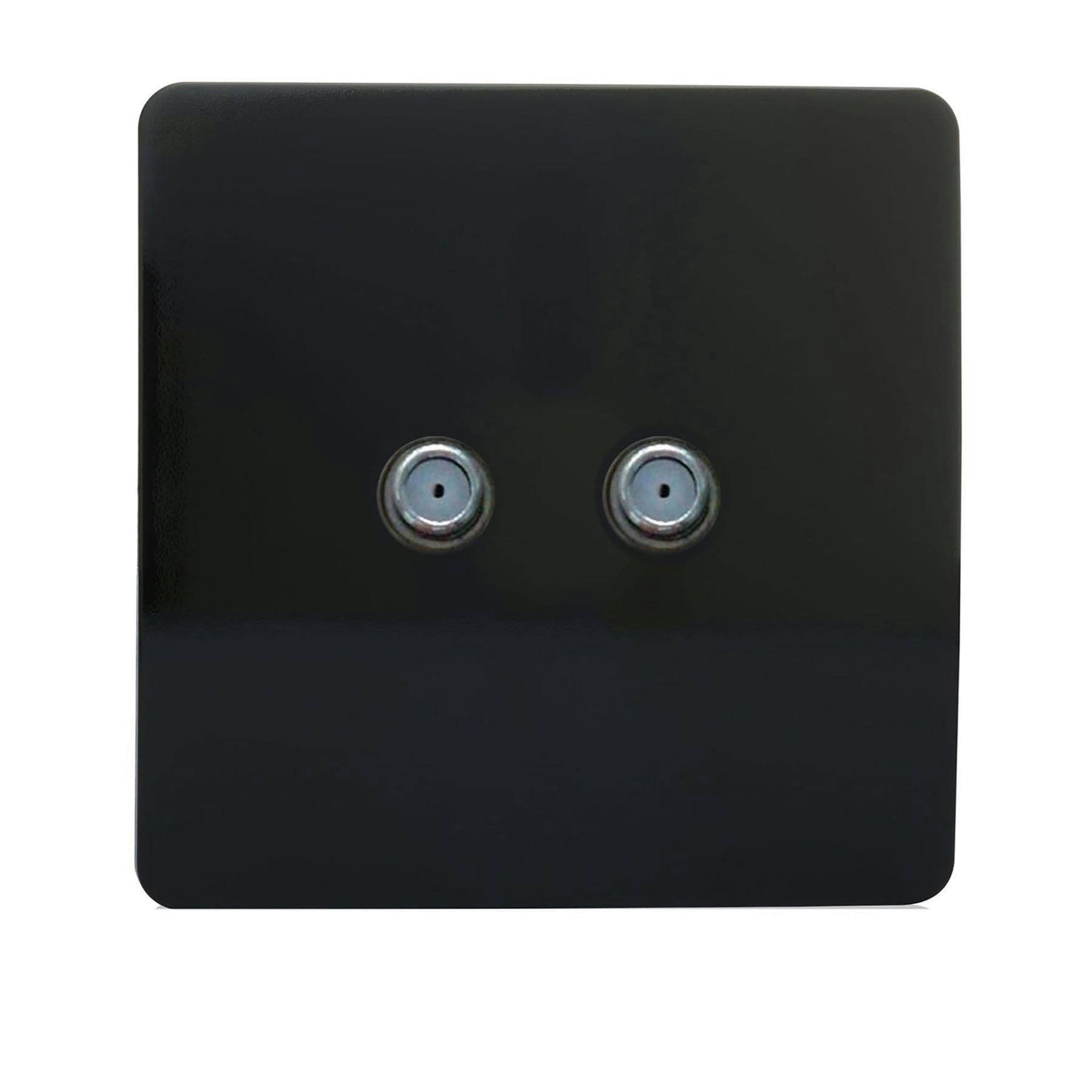 Trendi Switch 2 Gang Male F-Type Satellite Television Socket - Piano Black - Image 4