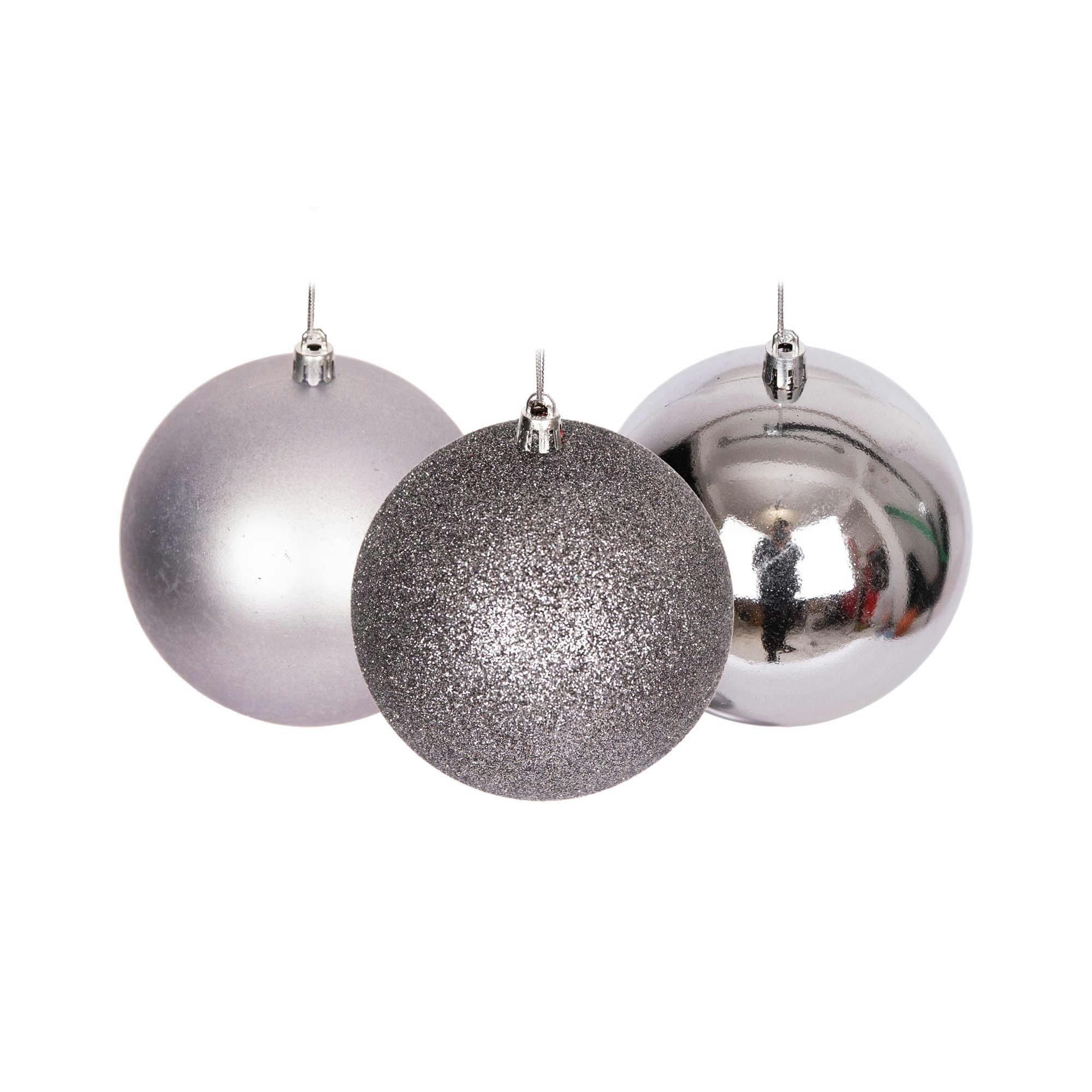 Shatchi Grey 6Cm Shatterproof Mid Christmas Bauble Set, 6 Pack And 18 Pack Tree Decorations - 18Pcs - Image 2