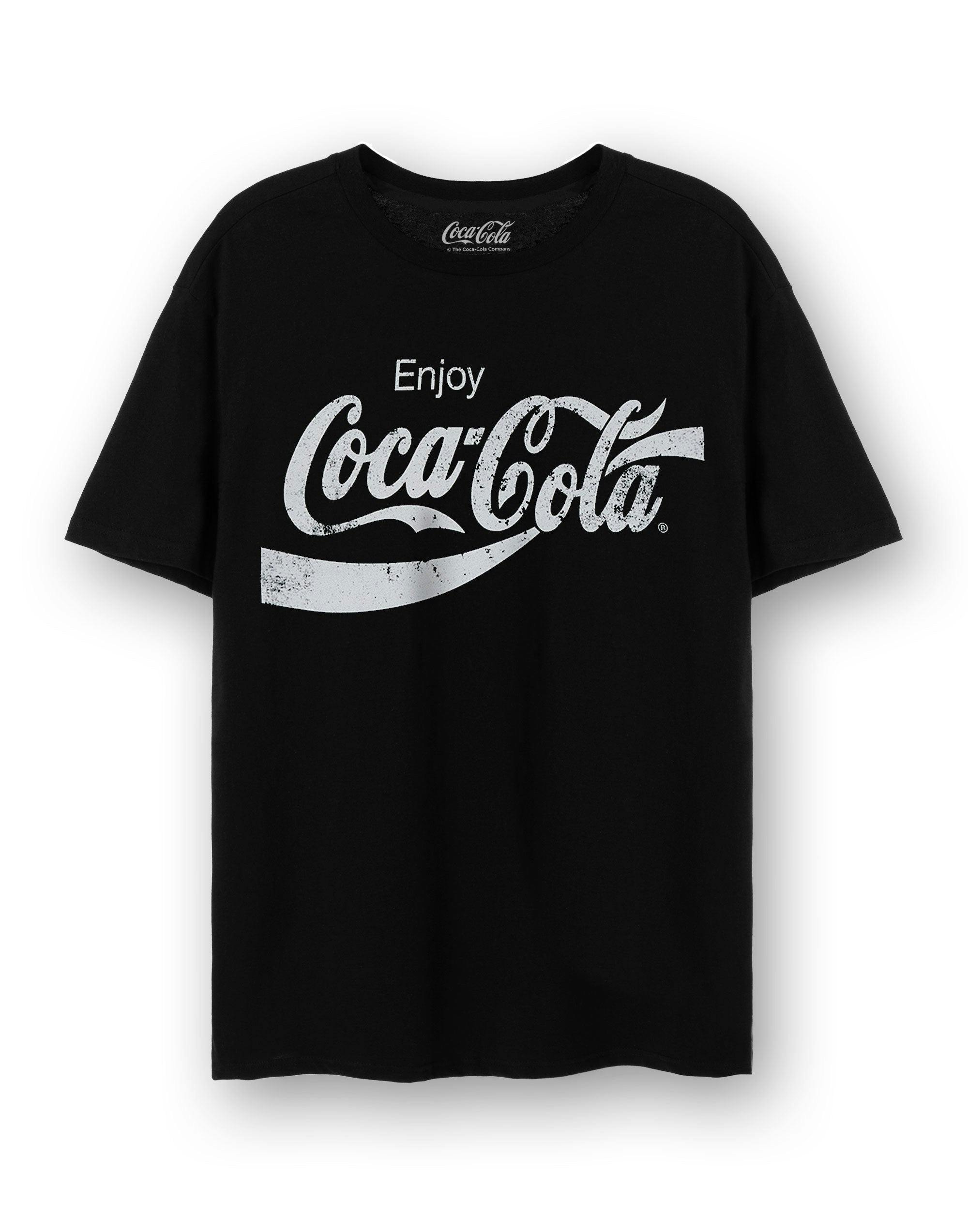 Vanilla Underground Unisex Black Coca Cola Distressed Logo Short Sleeved T-Shirt - Medium