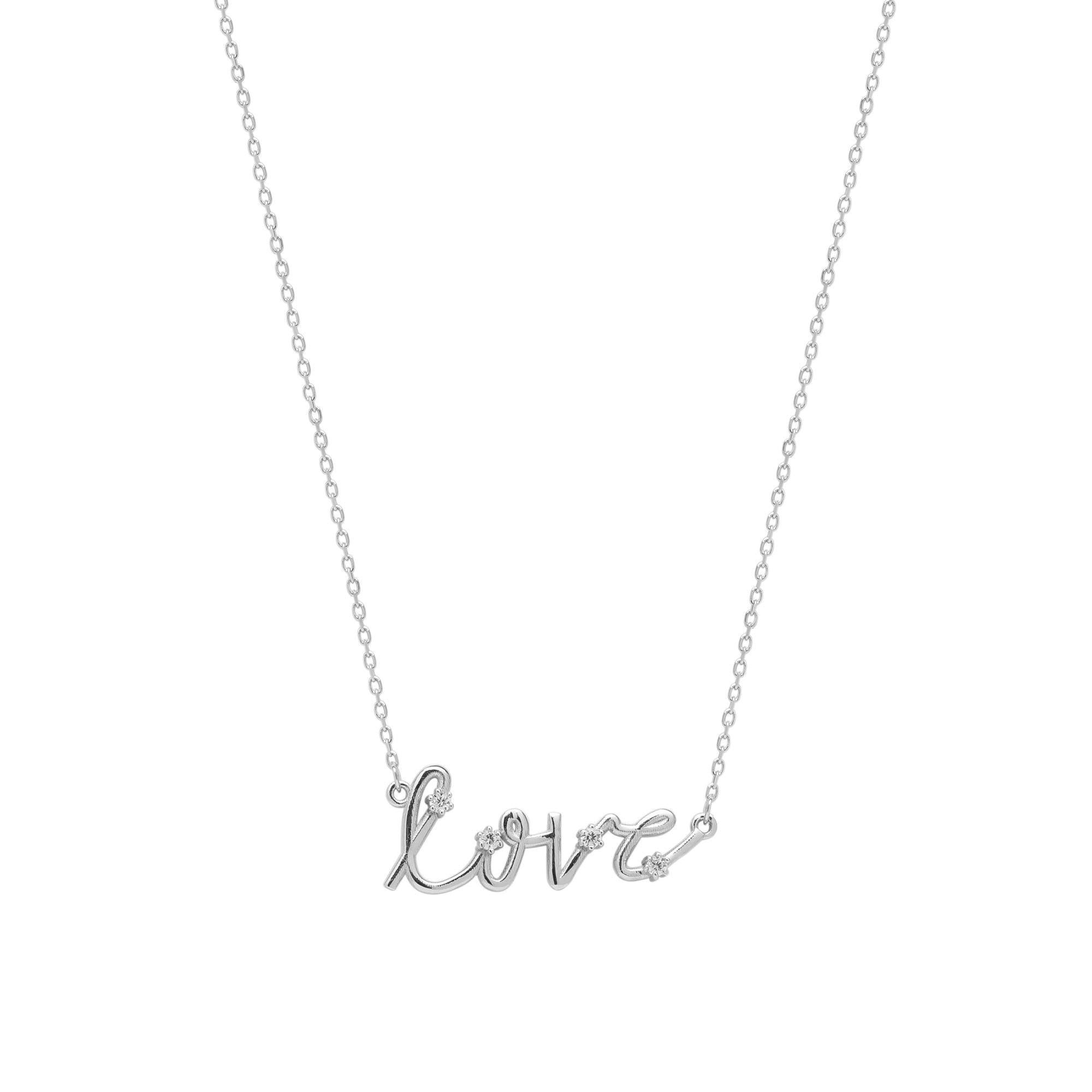Spero London Silver Sterling Jewelled Love Necklace