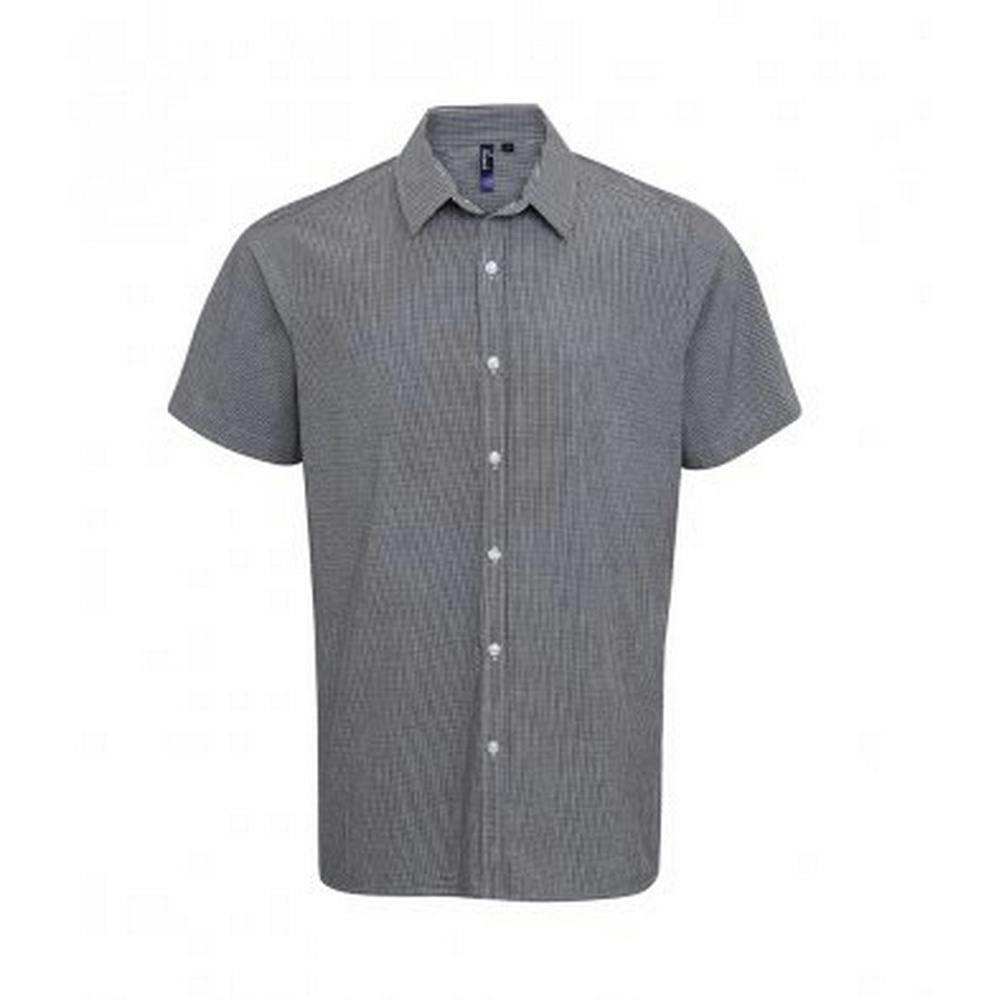 Premier Men's Black Gingham Short Sleeve Shirt In | Size: Medium - Image 3