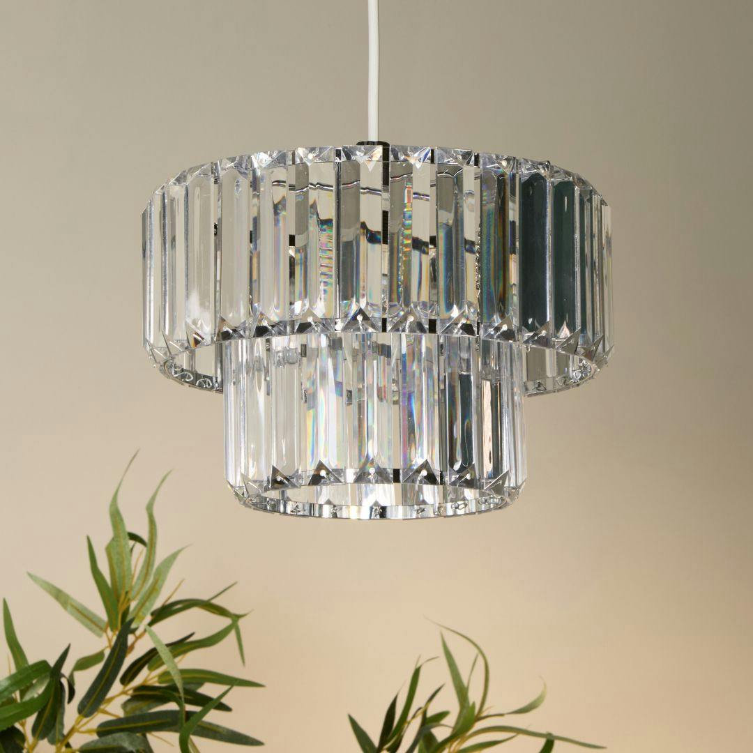 Rackhams Light Lombard 2 Tier Clear Chrome Ceiling Pendant Shade