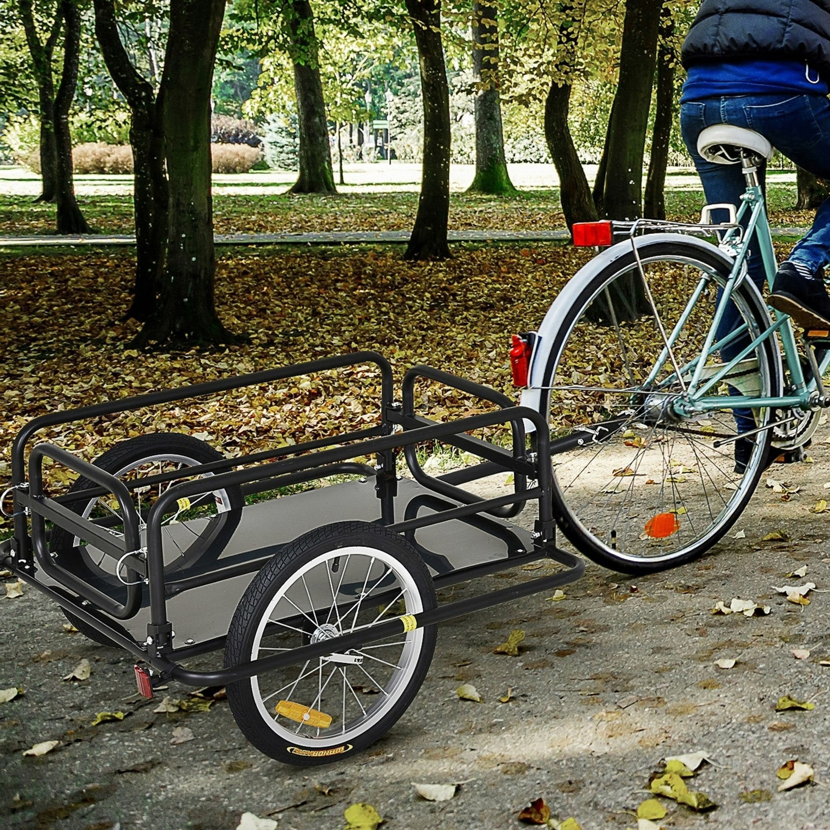 Homcom Bicycle Cargo Trailer For Shop Luggage Storage Utility W/ Hitch