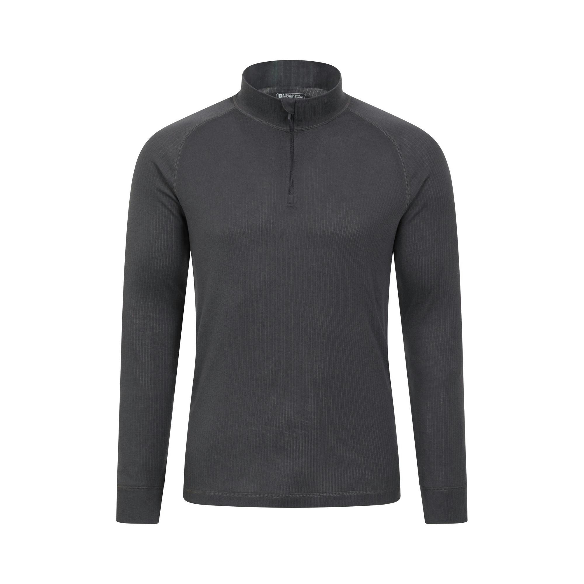 Mountain Warehouse Men's Talus Zip Neck Long-Sleeved Thermal Top - Charcoal - 4XL - Charcoal - 100% Polyester