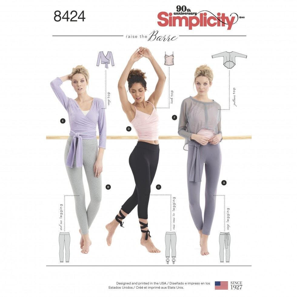 Simplicity Women's Sewing Pattern 8424, Leggings, Tops, Sportswear For A (Xxs-Xs-S-M-L-Xl-Xxl) - Intermediate - A (Xxs-Xs-S-M-L-Xl-Xxl)