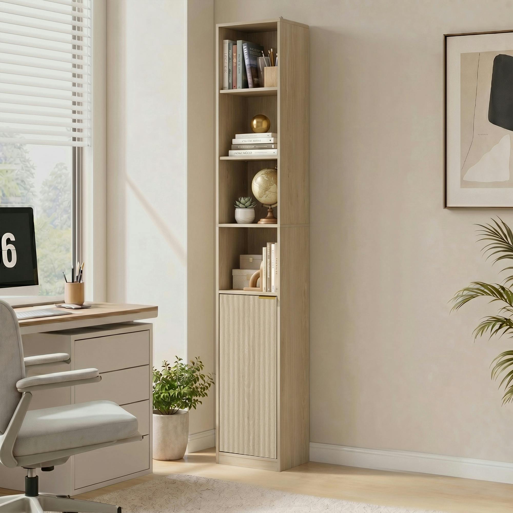 Rackhams Bookcase Adjustable Shelf 6-Tier - 24 - Oak