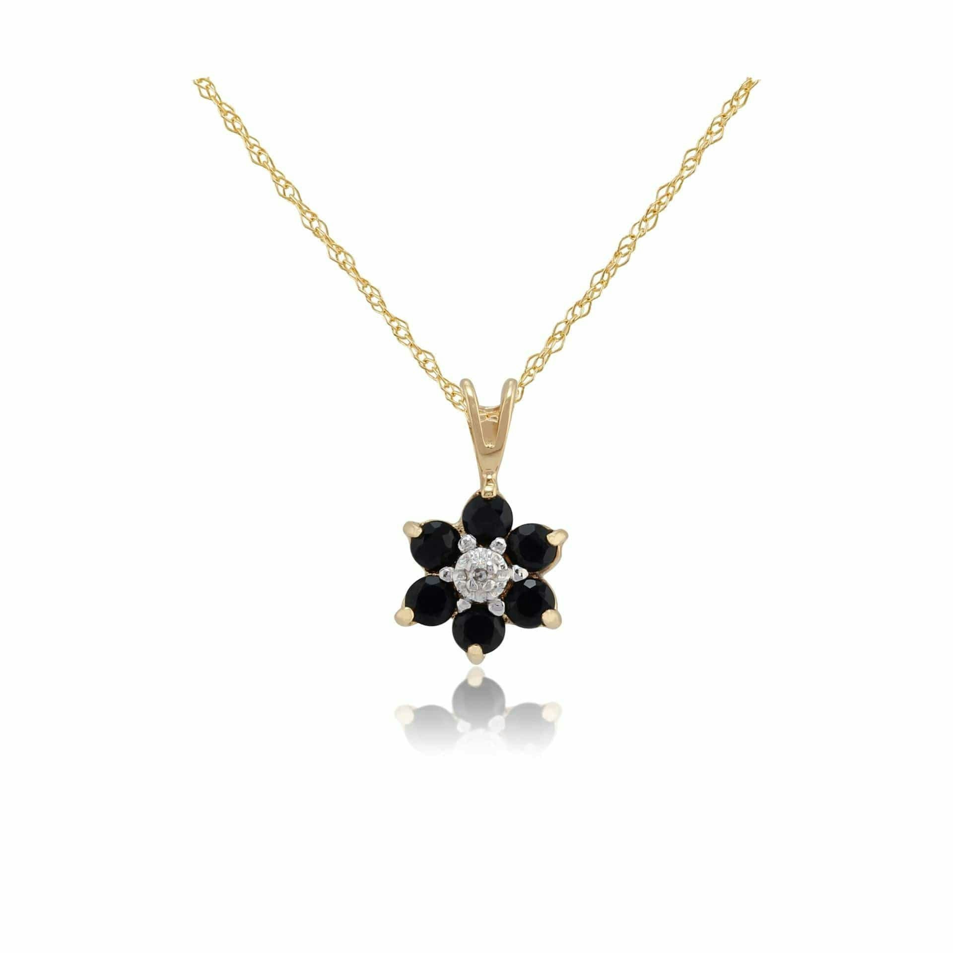 Gemondo Yellow/Gold Floral Round Sapphire & Diamond Cluster Pendant In 9Ct