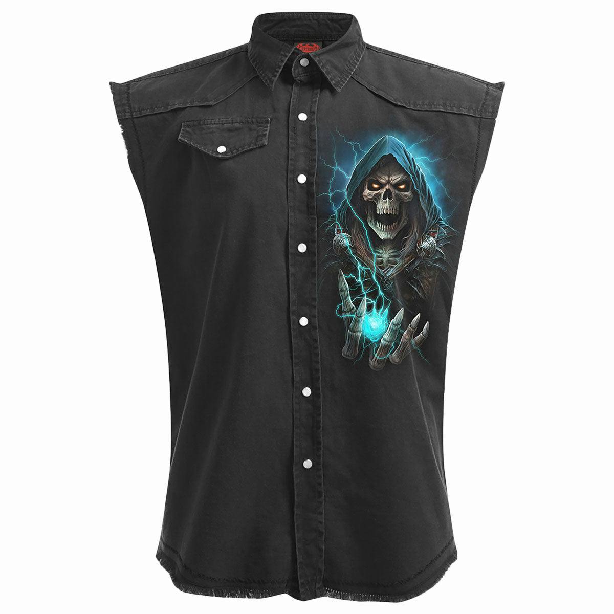 Spiral Direct Black Dead Metal - Sleeveless Stone Washed Worker - L - Screen
