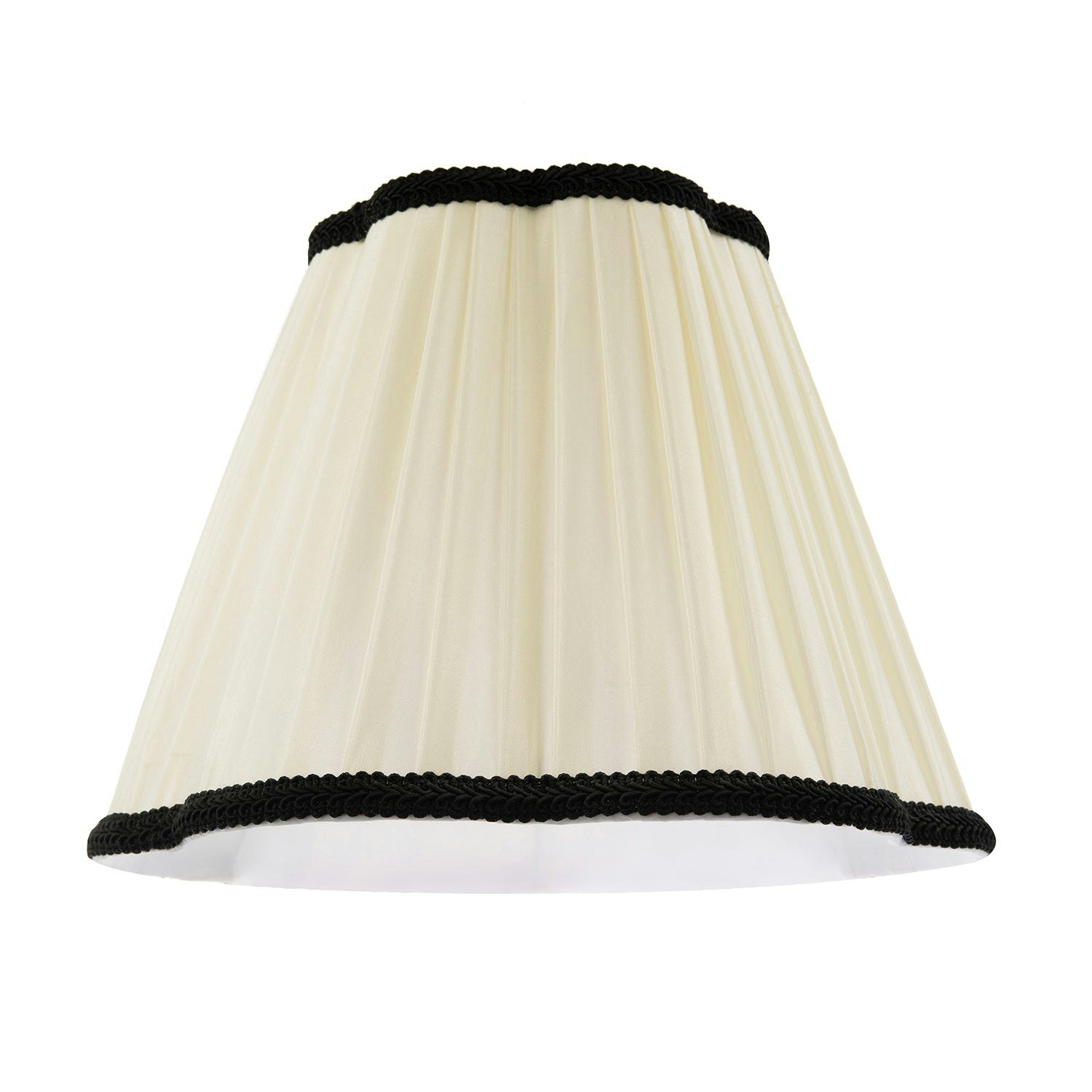 Rackhams Ivory/White/Black Victorian Pleated Faux Silk Lamp Shade With Trims