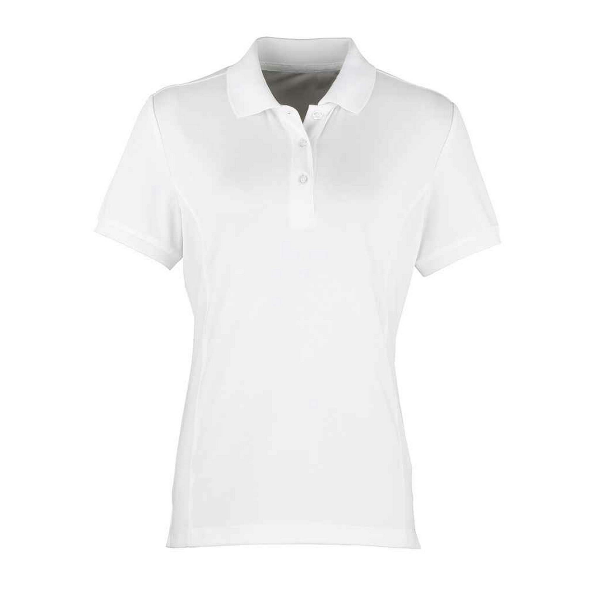 Premier (10 Uk, White) Womens/Ladies Coolchecker Pique Polo Shirt - Image 3