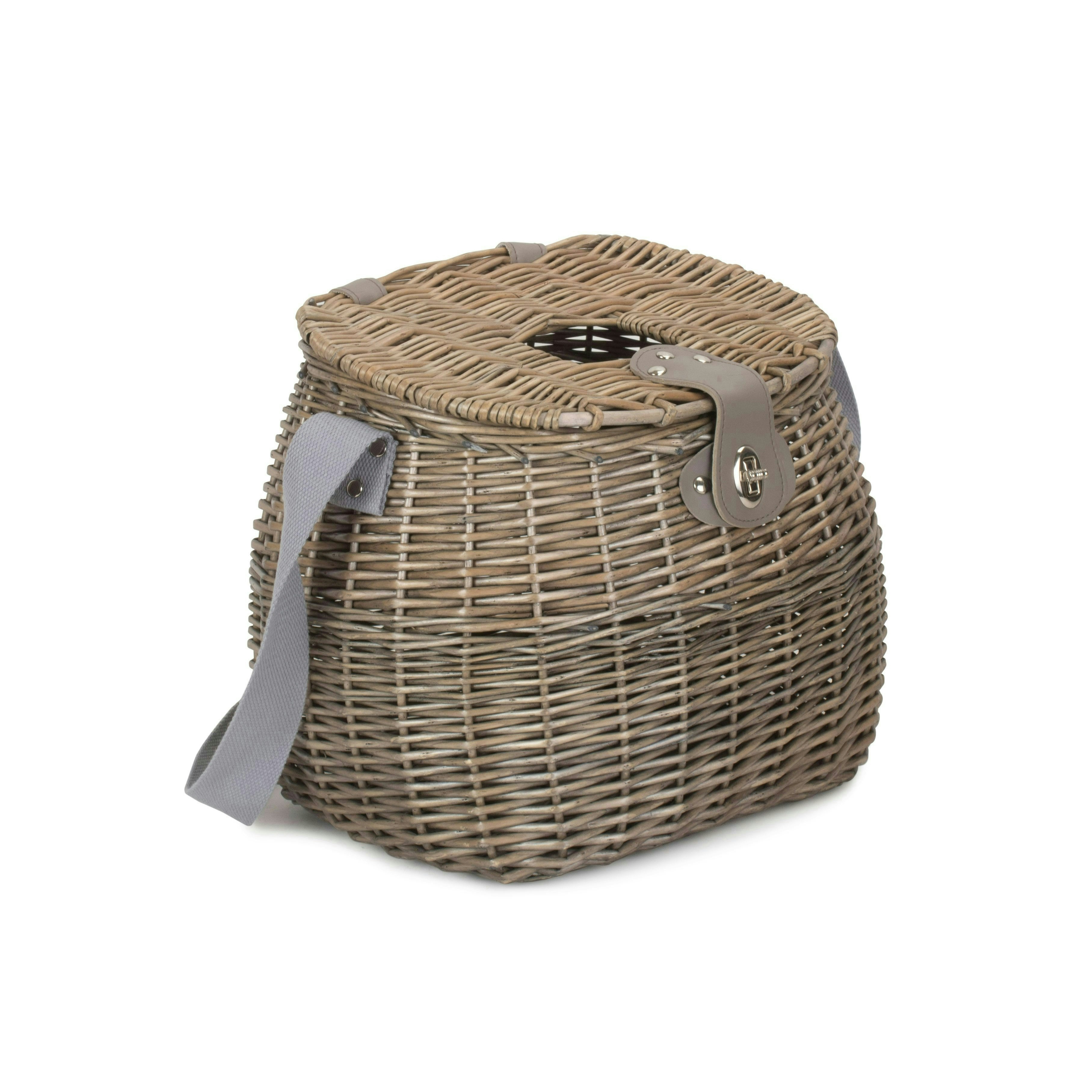 Red Hamper Antique Wash Wicker Fishing Creel
