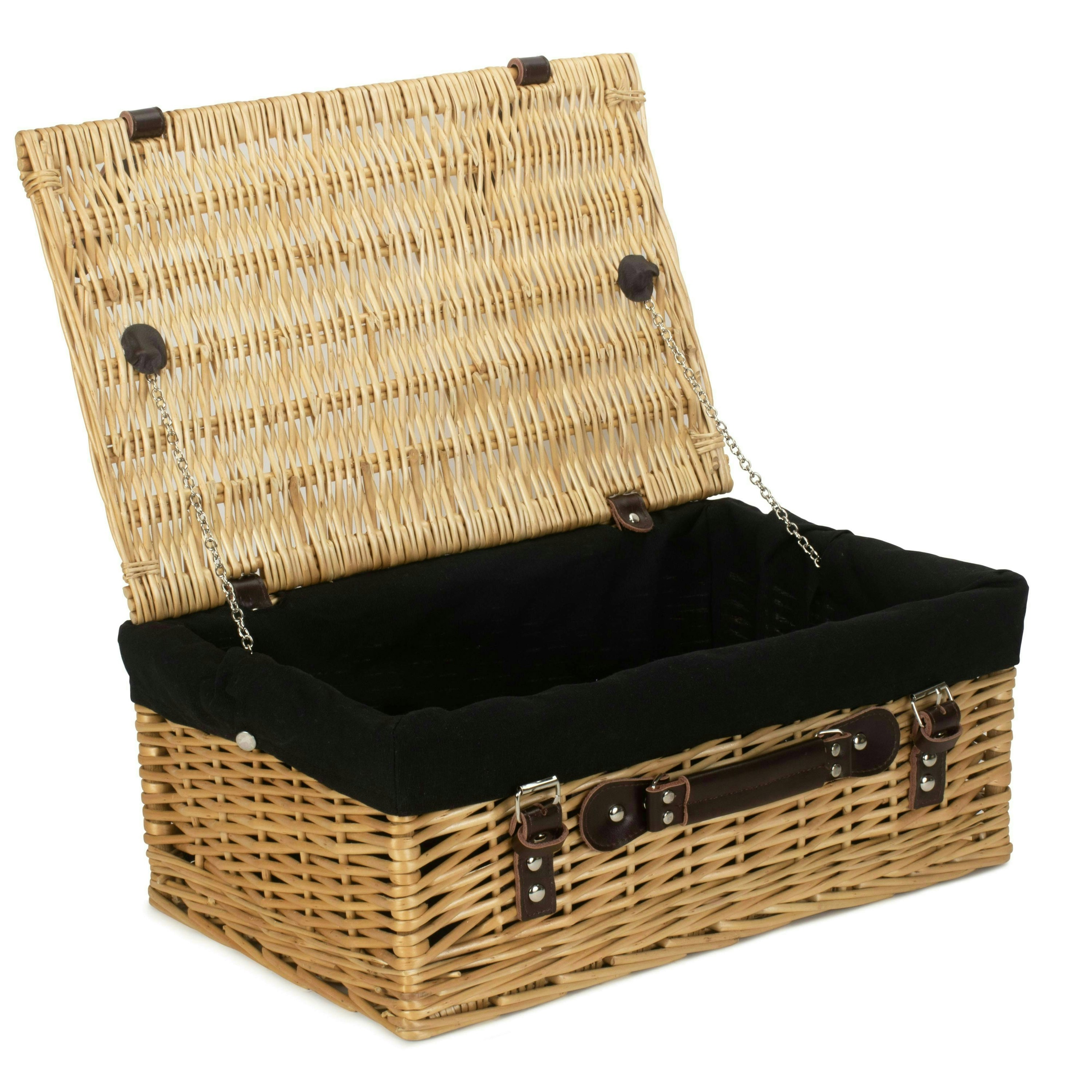 Red Hamper Red/Black Hamper 46Cm Buff Willow Wicker Picnic Basket