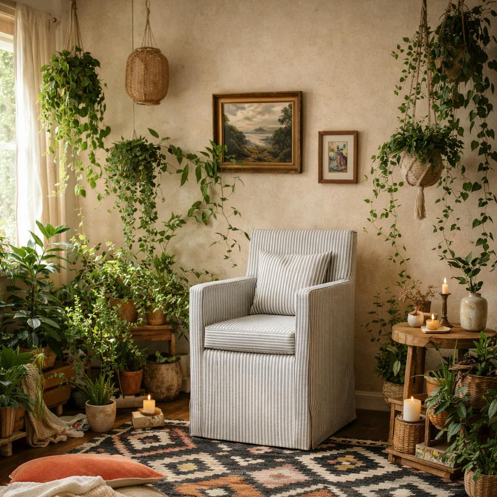 Rackhams Grey/White Isabella And Stripe Upholstered Armchair