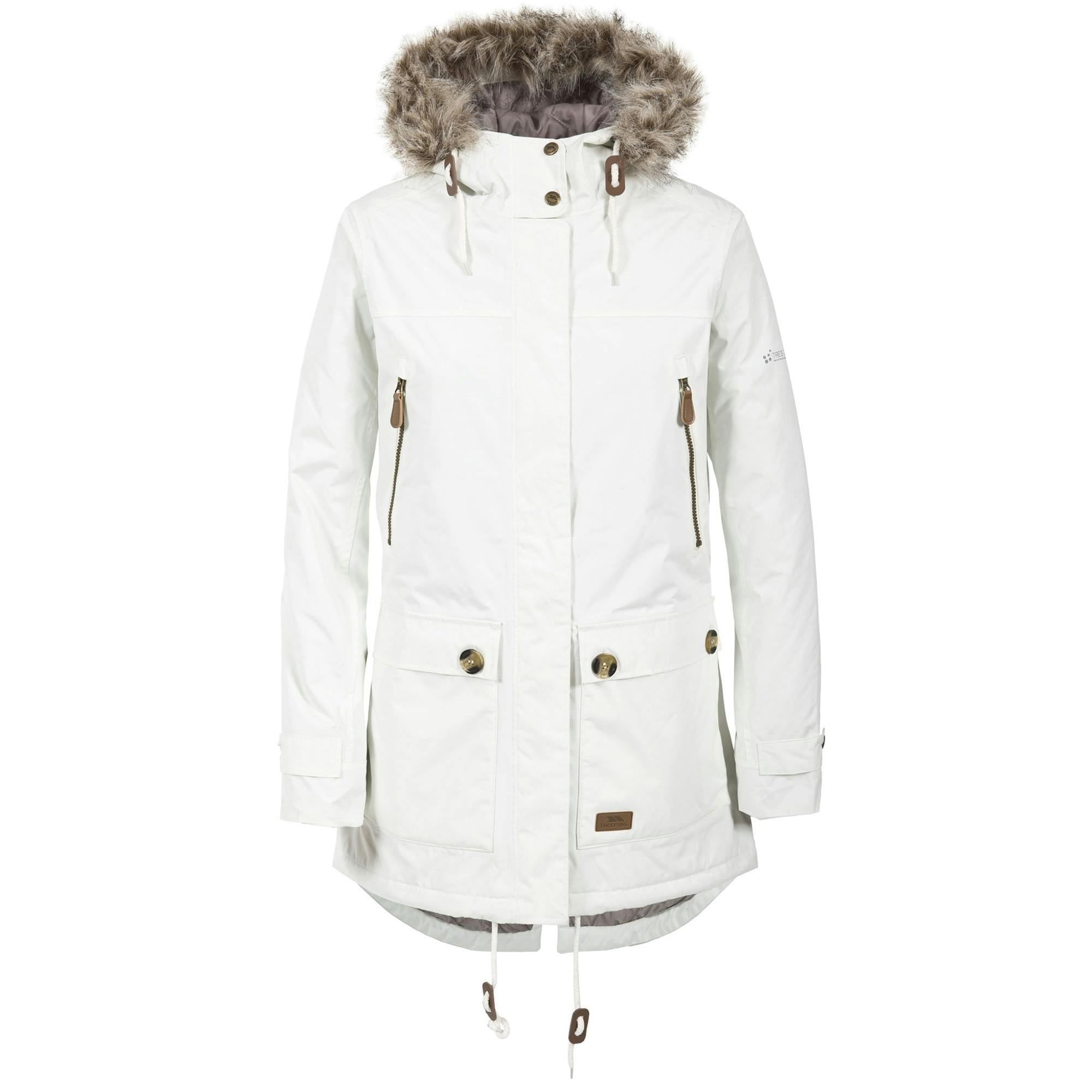 Trespass Women's Light Clea Waterproof Parka - Ghost - Xs - Ghost - 100% Polyester