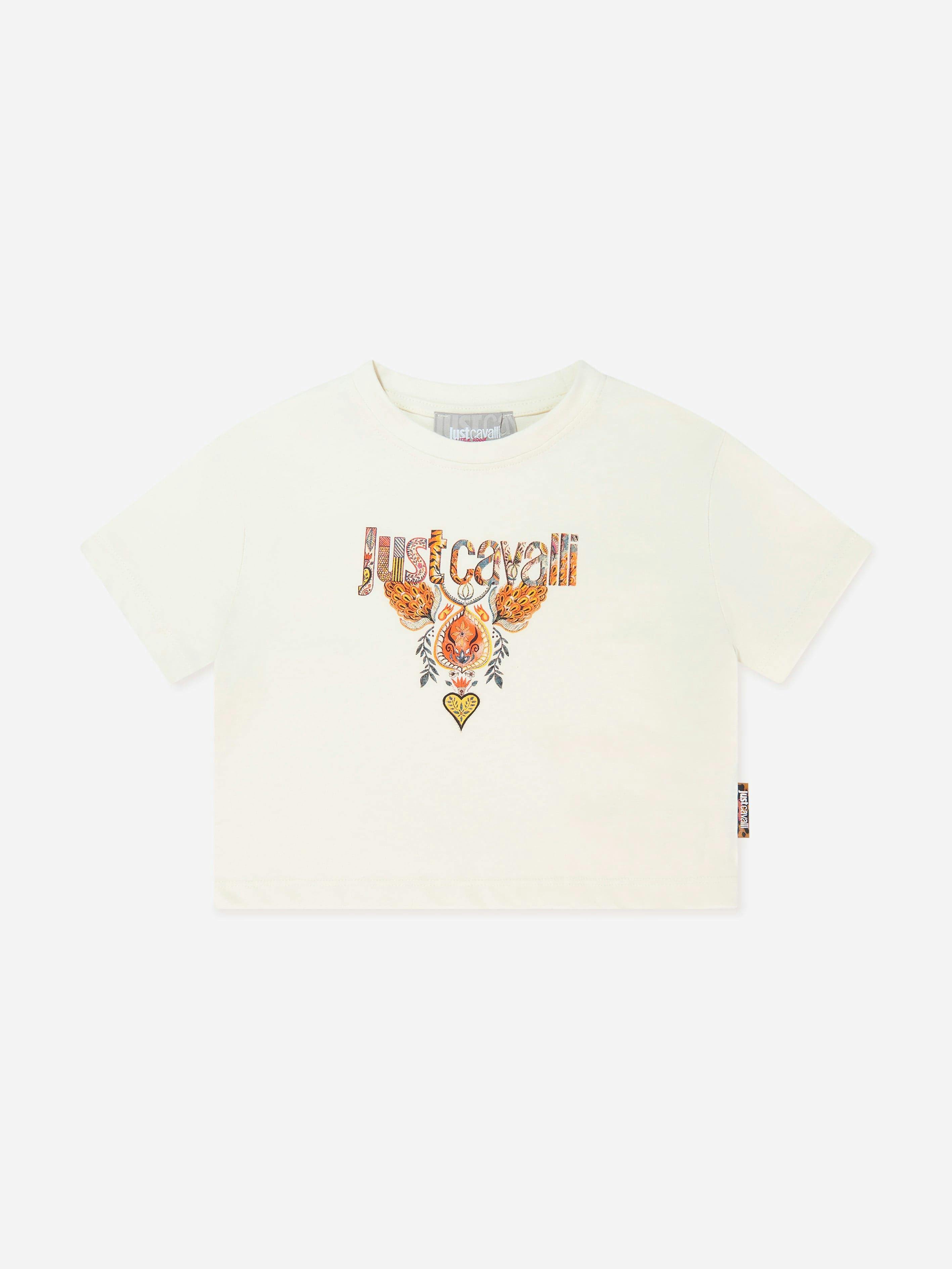 Just Cavalli Girls Ivory Kota Logo T-Shirt In - 3 Yrs