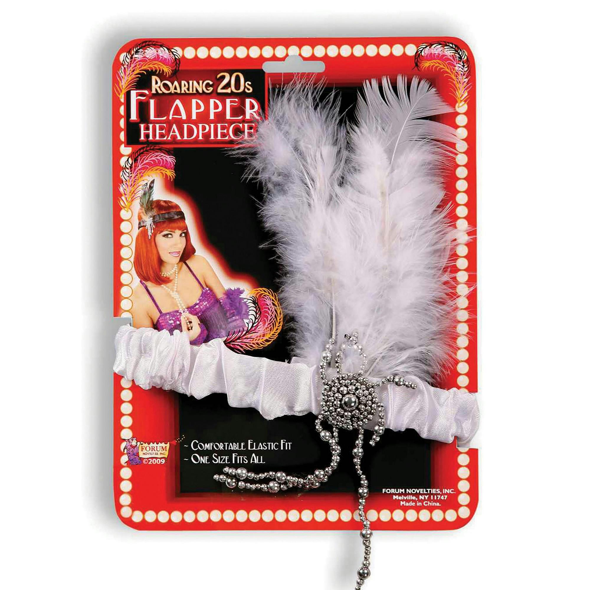 Bristol Novelty Unisex White Adults Feathered Flapper Headband - One Size