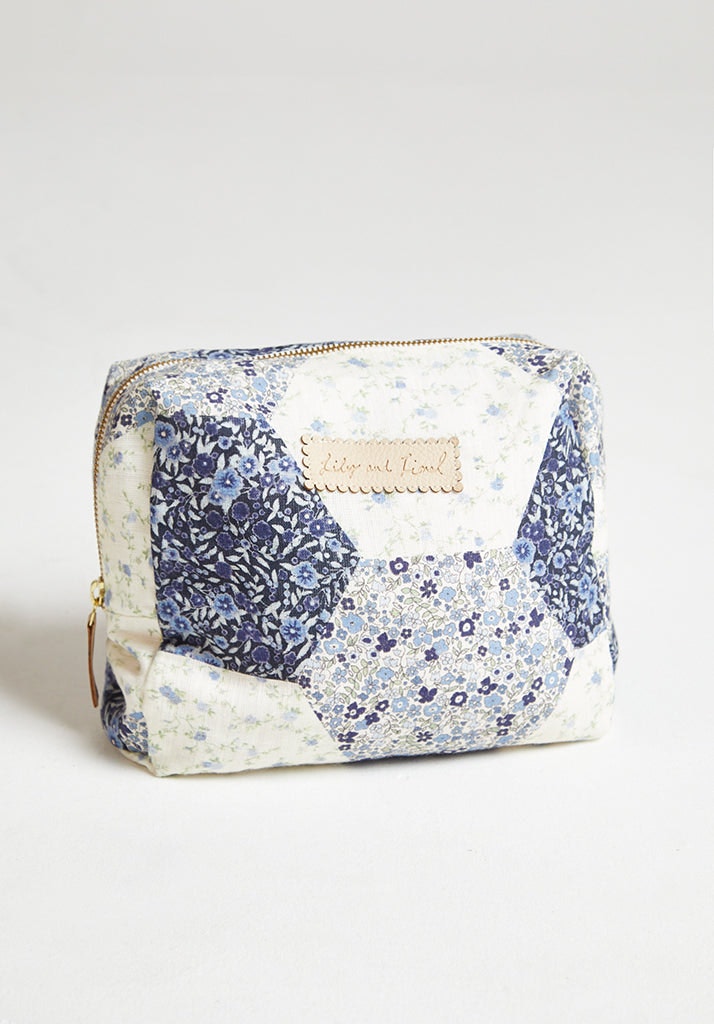 Lily And Lionel Blue Nola Aster Patchwork Print Wash Bag In