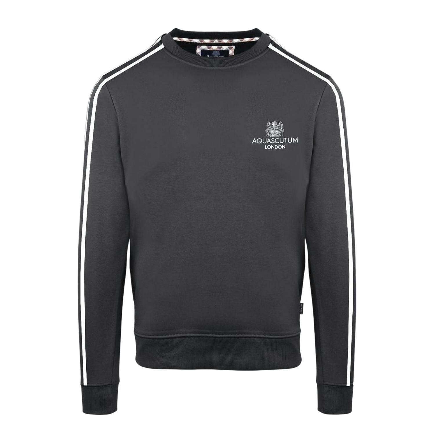 Aquascutum Men's London Double Stripe Sweatshirt - Antracite - M - Antracite - 100% Cotton