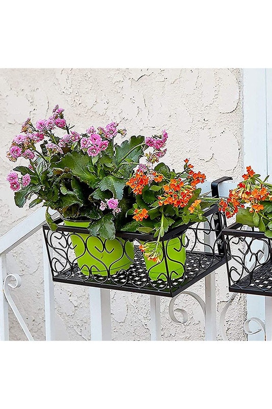 Rackhams Black 30Cm Hanging Railing Planter Flower Pot Holder
