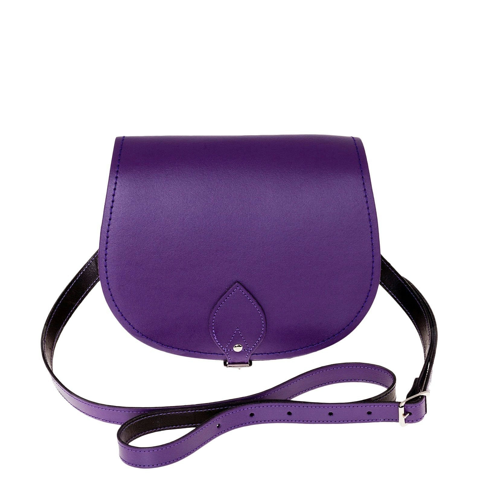 Zatchels Purple Handmade Leather Saddle Bag - Small