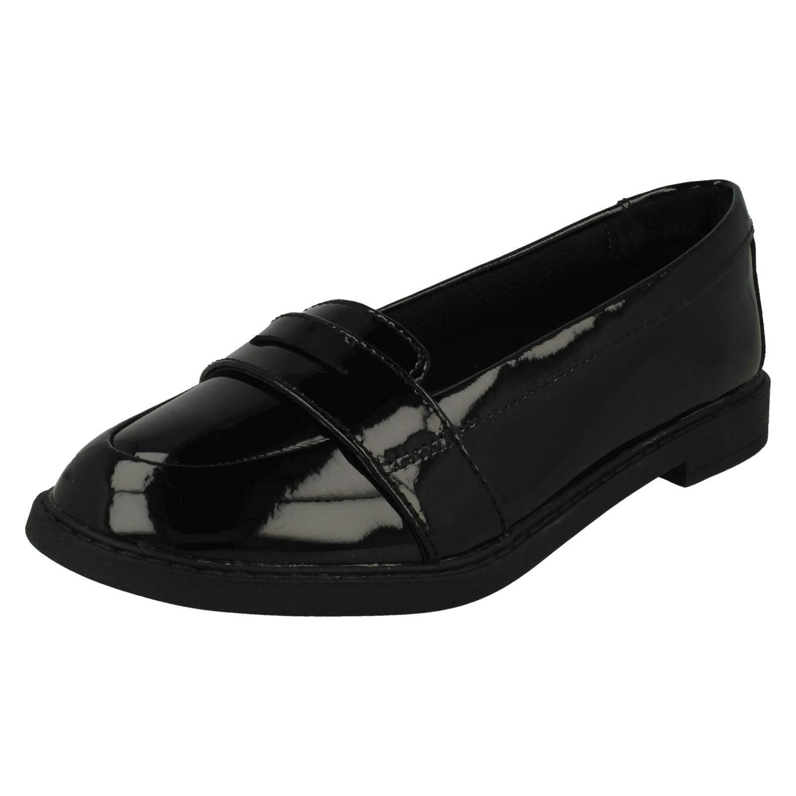 Clarks Girls Black Slip On Loafer Style School Shoes Scala Loafer K - Patent - Uk 13.5 Child - G