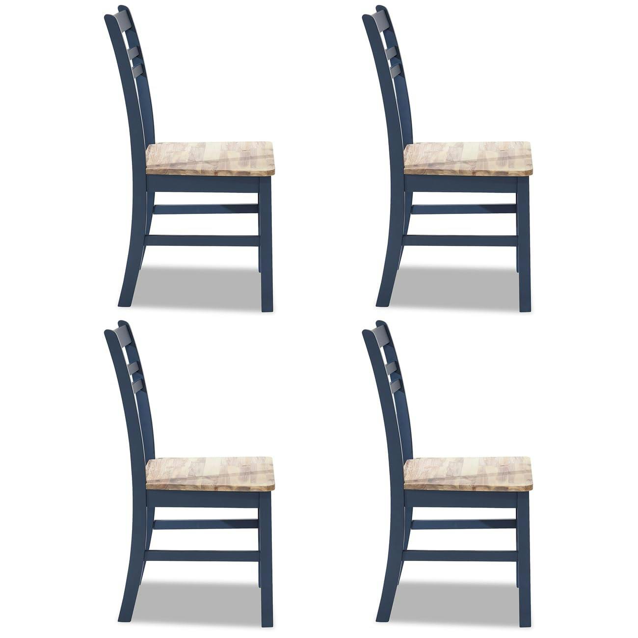 Rackhams Blue Florence Country Style Wooden Chairs Set Of 4 - Navy