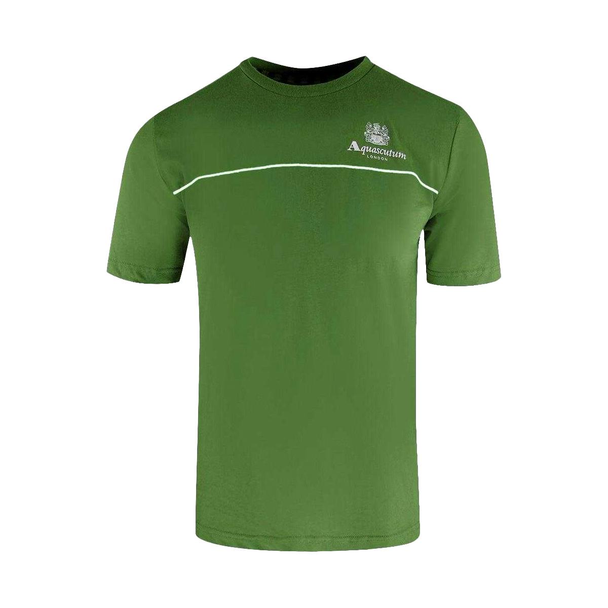 Aquascutum Men's Green Active Piping Detail T-Shirt - Xxl - 100% Cotton