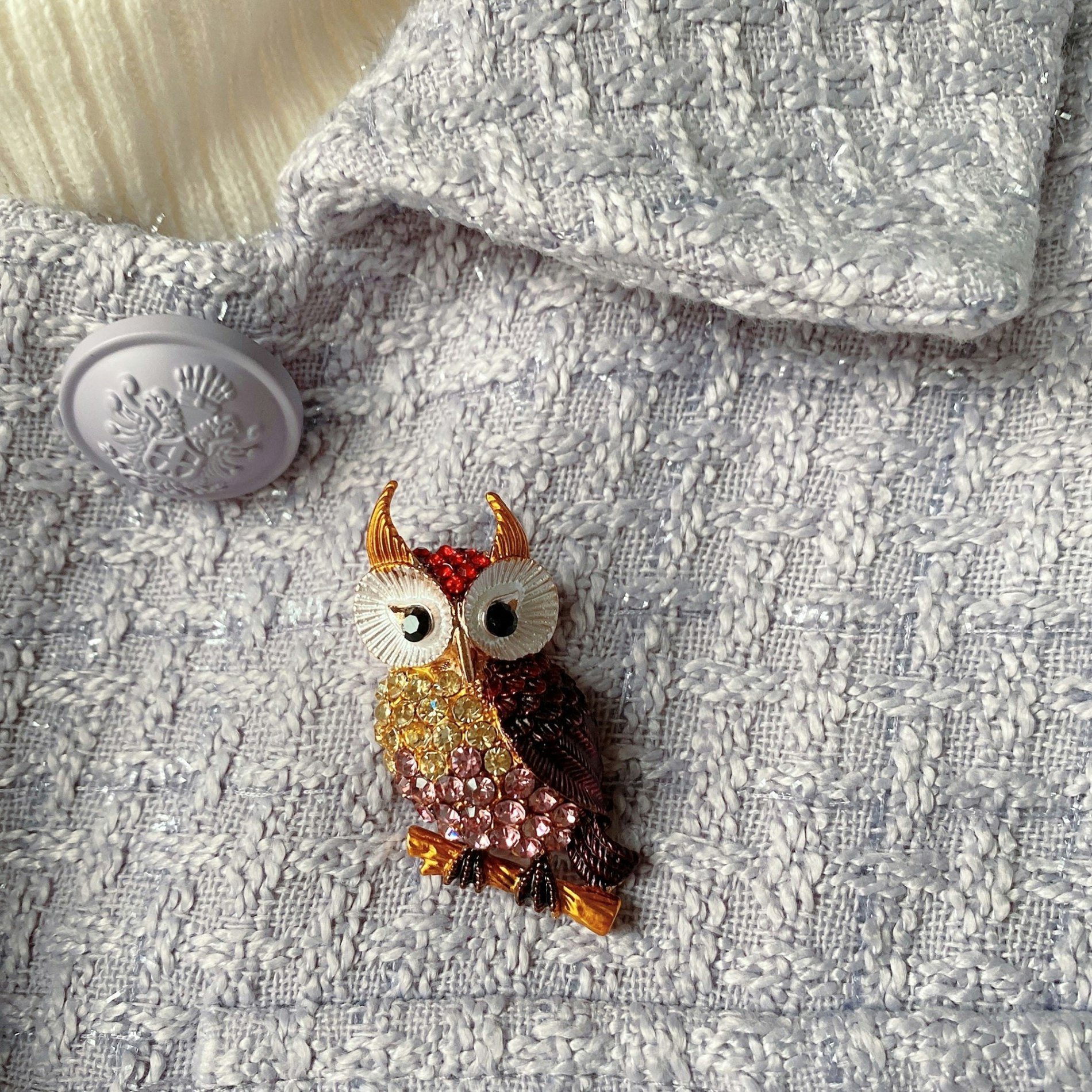 Queenmee Accessories Pink Owl Brooch With Diamante