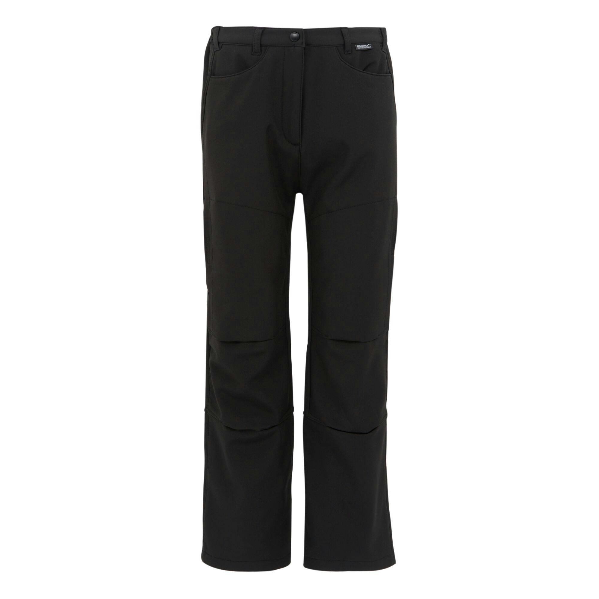 Regatta Black Childrens/Kids Softshell Hiking Trousers - 3-4 Years - 96% Recycled Polyester/4% Elastane
