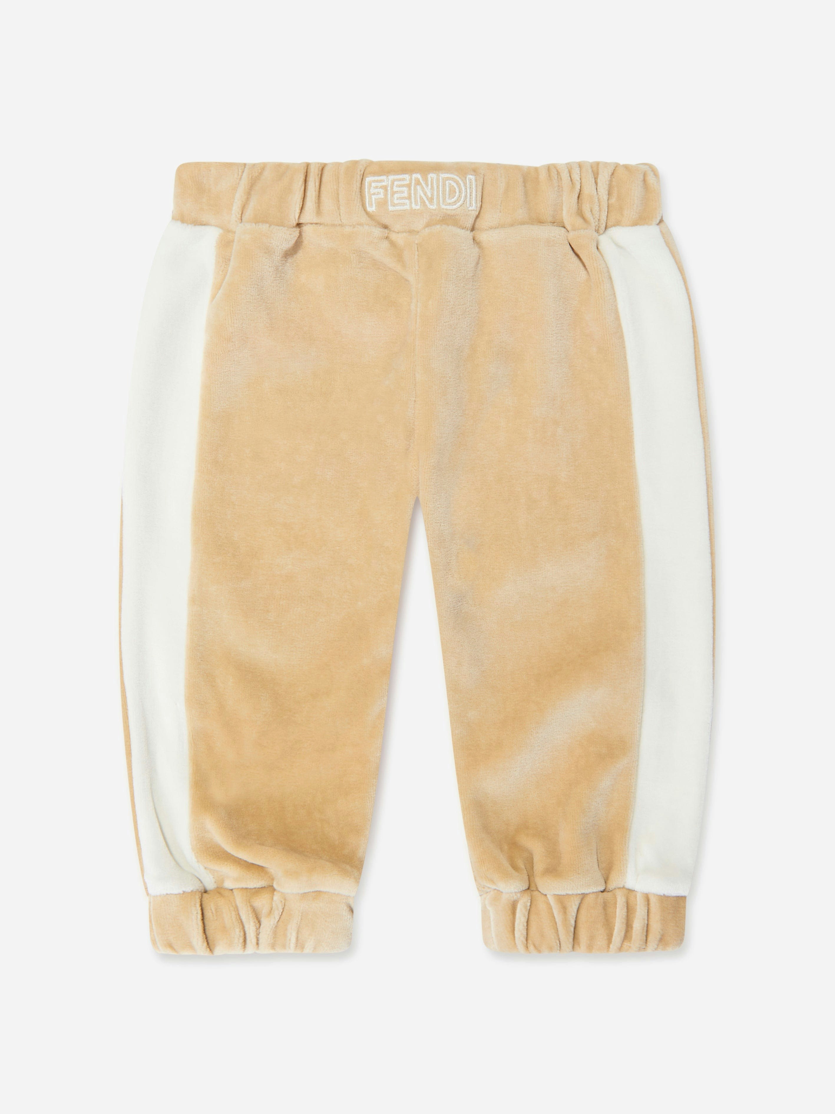 Fendi Kids Unisex Kids Beige Fendi Baby Chenille Joggers In - 24 Mths