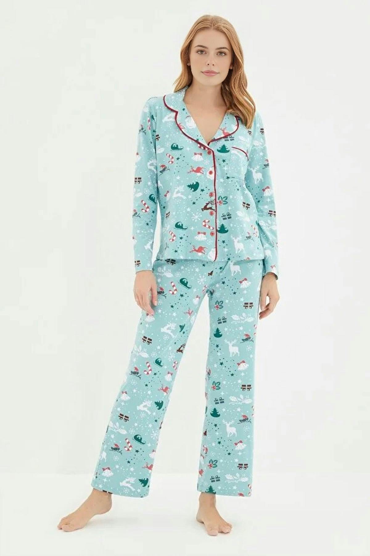 Wovcor 2-Piece 100% Cotton Winter Themed Knit Pajama Set - Multi - M