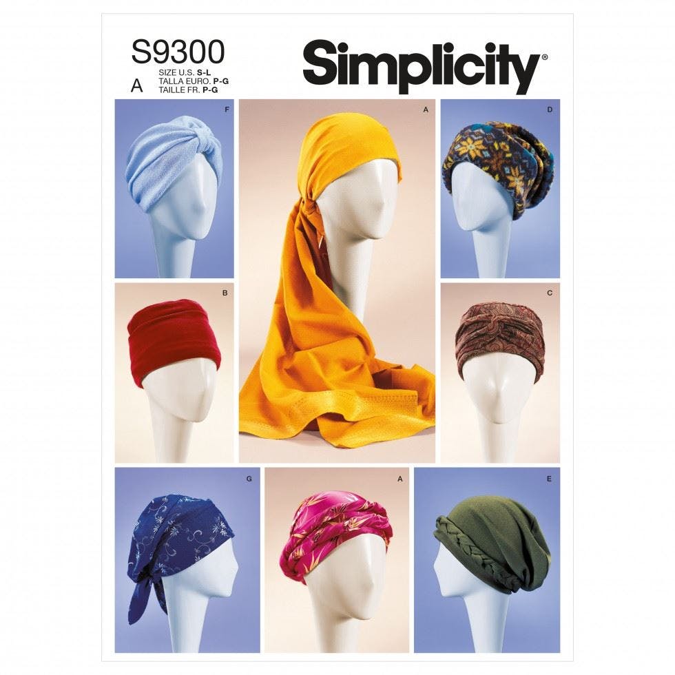 Simplicity Women's Sewing Pattern 9300, Headwear For A (S-M-L) - Intermediate - A (S-M-L)