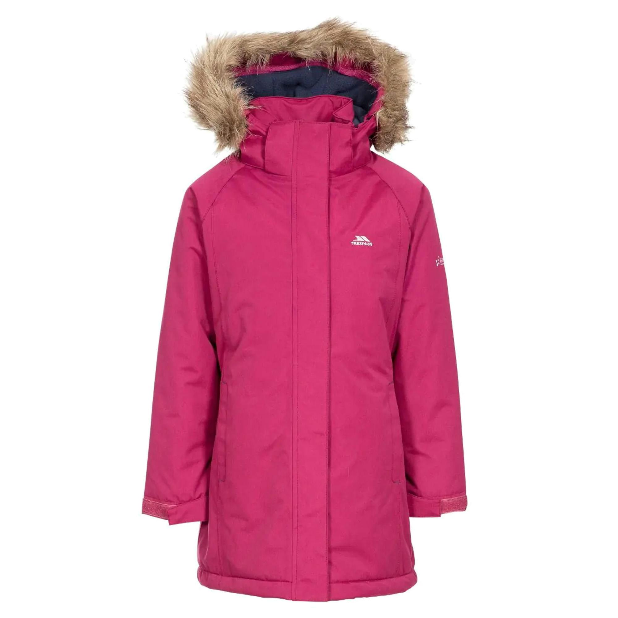 Trespass Girls Childrens Fame Waterproof Parka Jacket - Cranberry - 3-4 Years - Cranberry - 100% Polyester