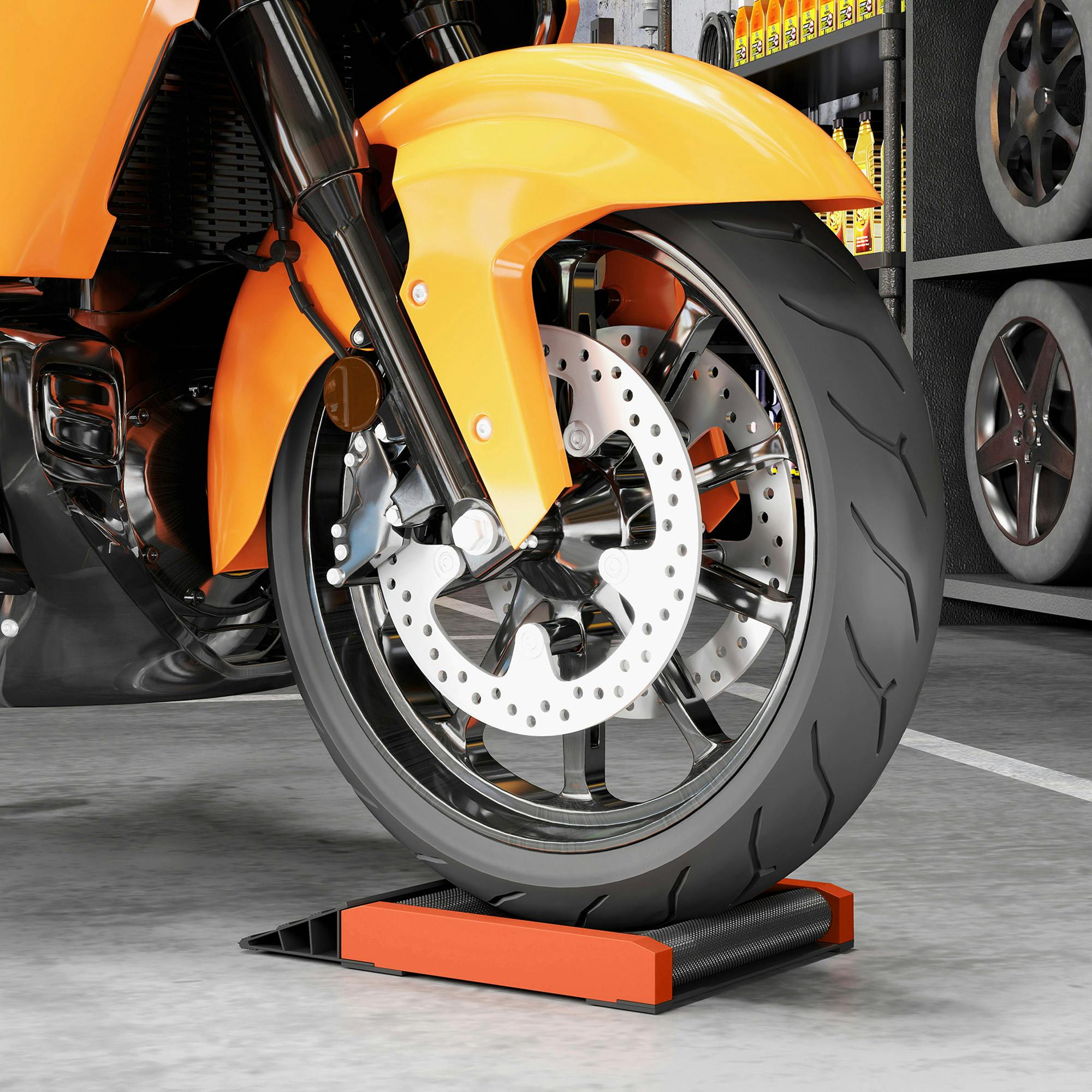 Homcom Motorcycle Wheel Roller Stand For Tyre Cleaning And Chain Lubrication