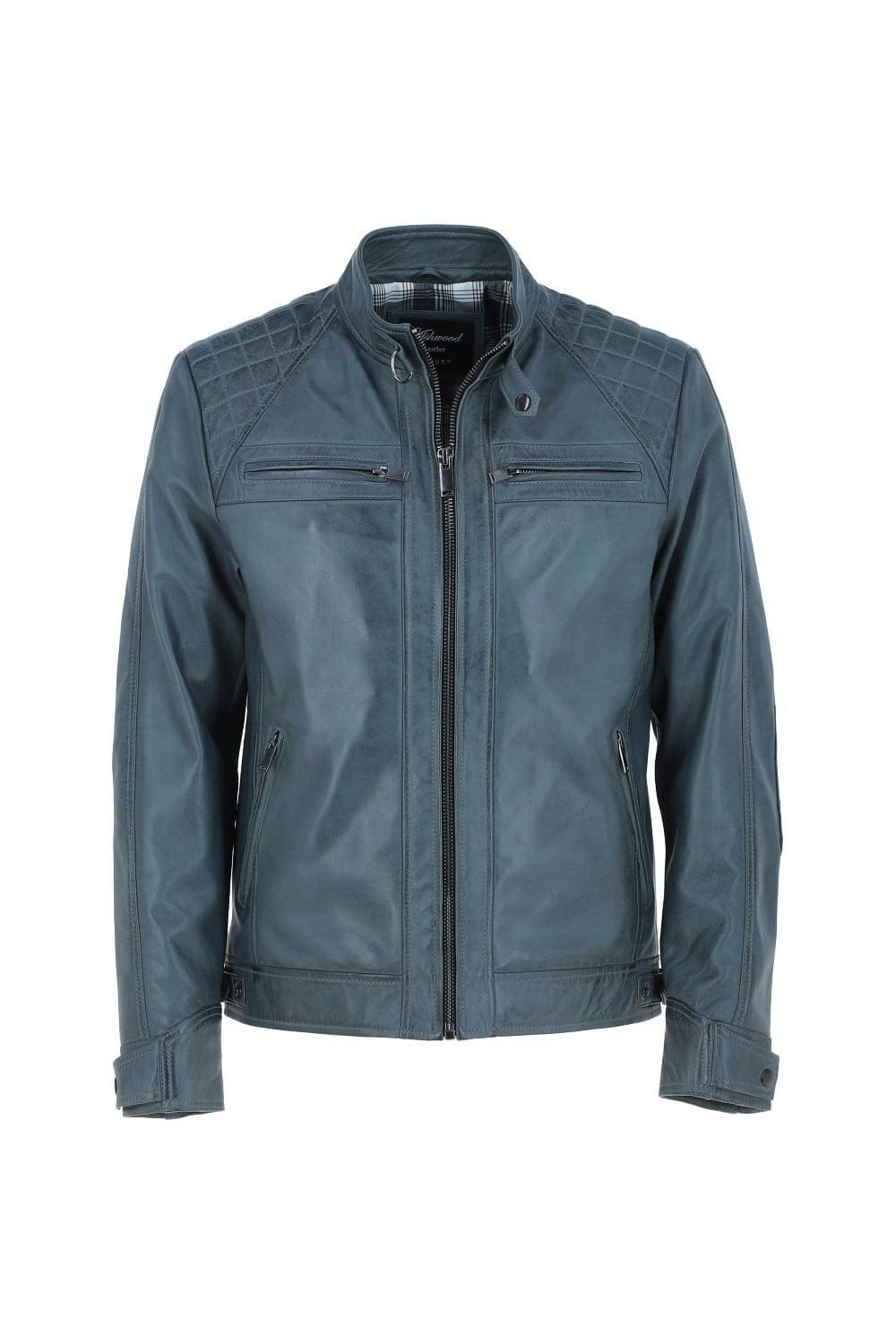 Ashwood Men's Grey 'Bronx' Leather Biker Jacket: 2101 - Leather Medium