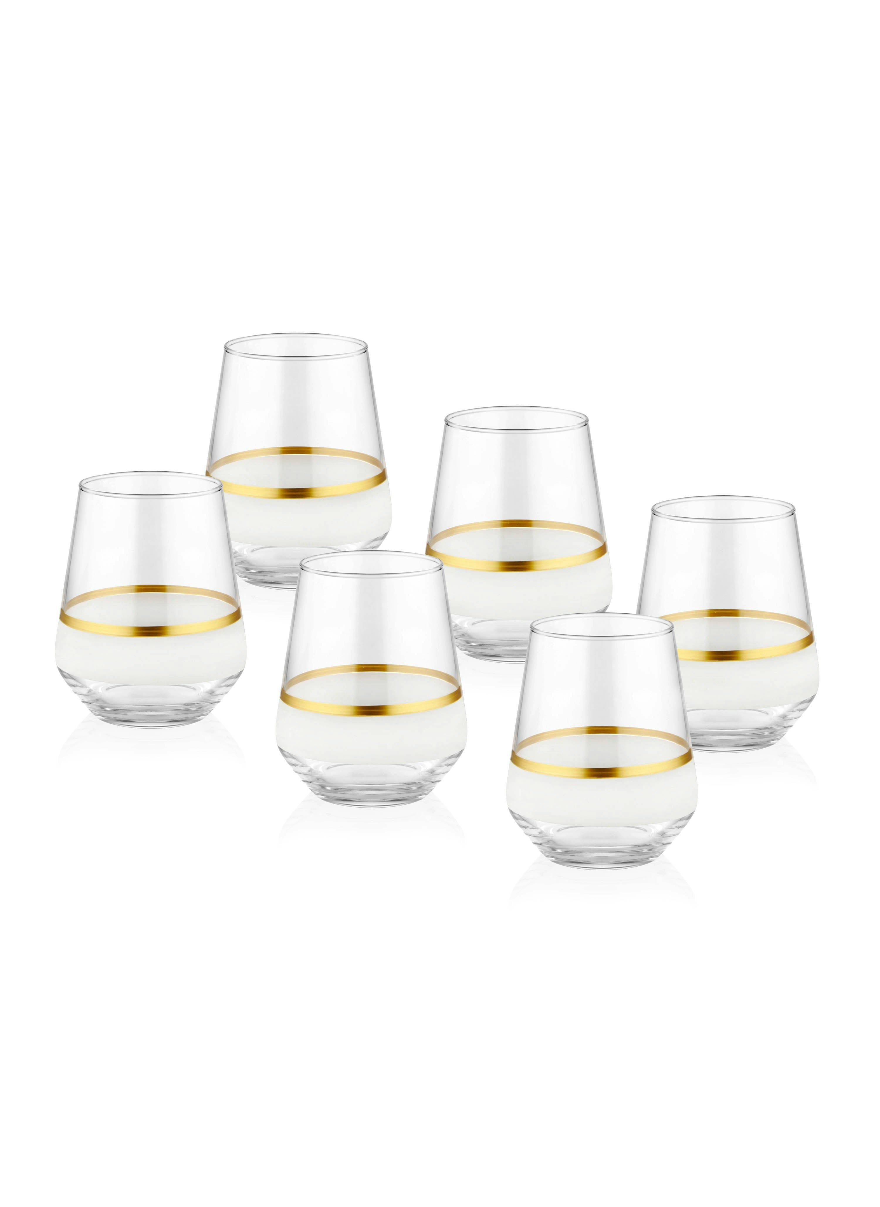 Rozi White/Gold Snow Collection Tumblers (Set Of 6)