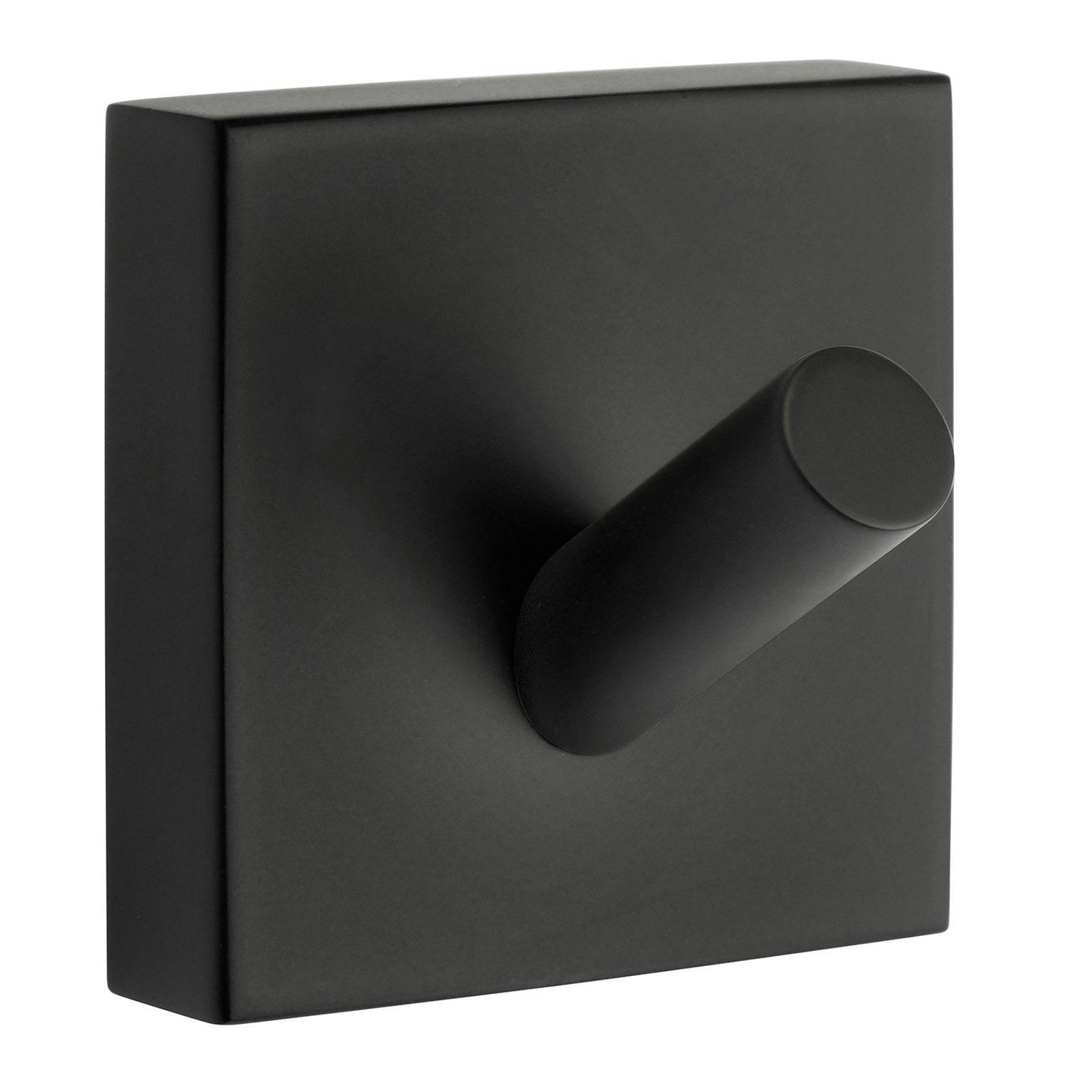 Rackhams Black Single Matt Towel Hook (45Mm X 45Mm) Wall Mounted Bathroom Storage Square Robe Hooks Clothes Hanger Coat Peg