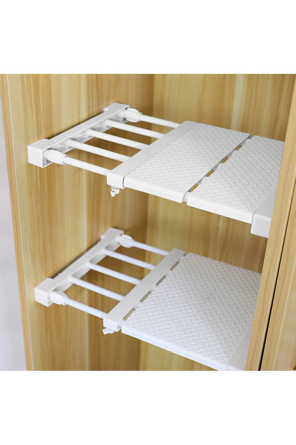 Rackhams White Adjust Closet Cupboard Wardrobe Storage Organizer Shelf Extendable Divider Rack