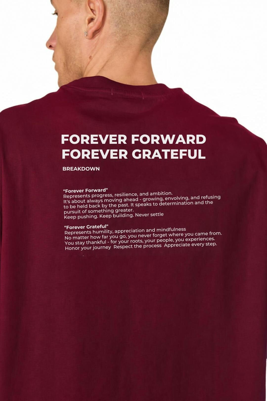 F.f.f.g Men's Green/Brown/Burgundy Elaina Fashion ’S Oversized Heavyweight T-Shirt – “Forever Forward. Forever Grateful.” - Burg - L