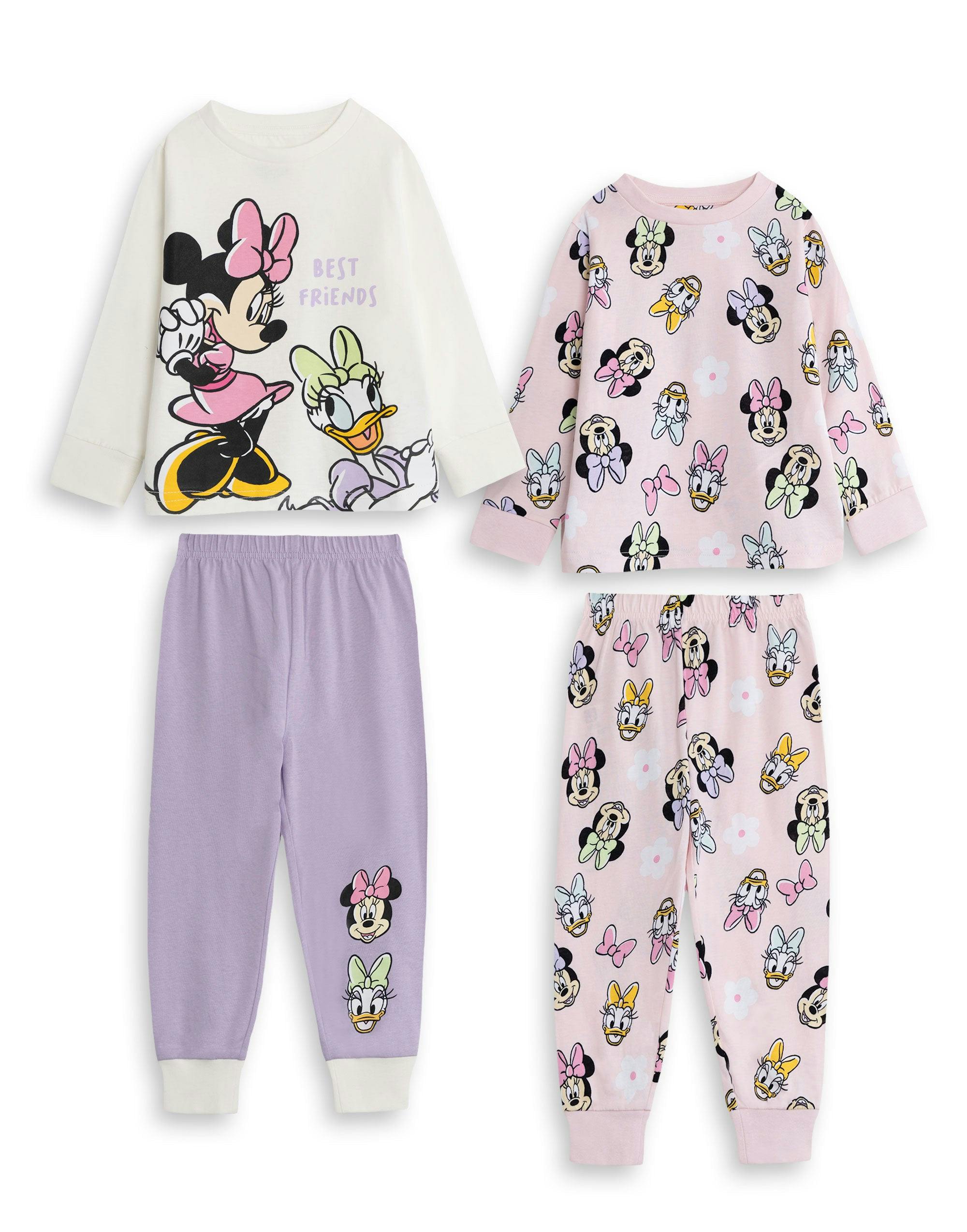 Vanilla Underground Girls Disney Multicoloured Minnie Mouse Multi-Pack Of 2 Long Sleeve Long Leg Pyjama Set - 2-3 Years