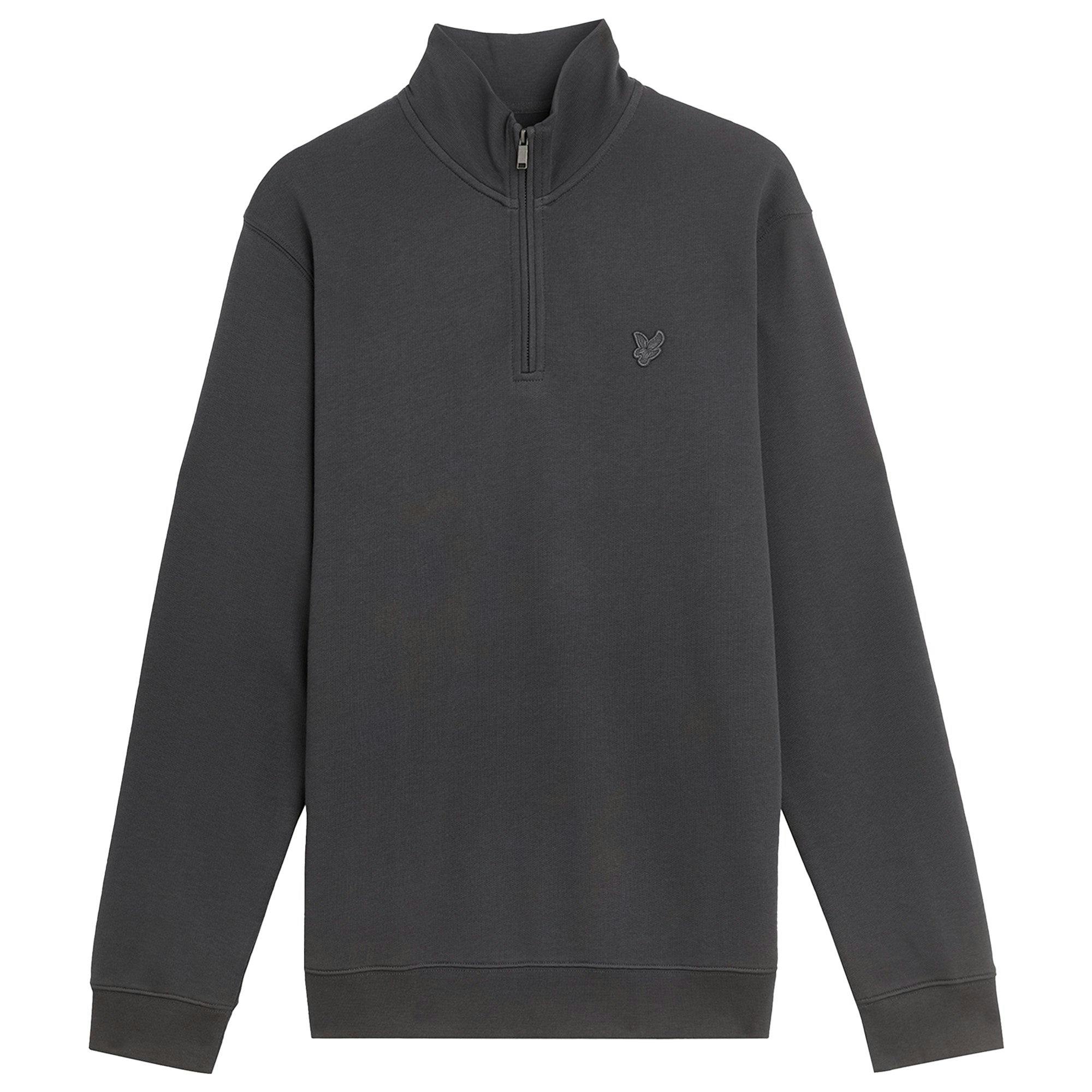 Lyle & Scott Tonal Superfine Quarter Zip Sweatshirt - Gunmetal - Medium